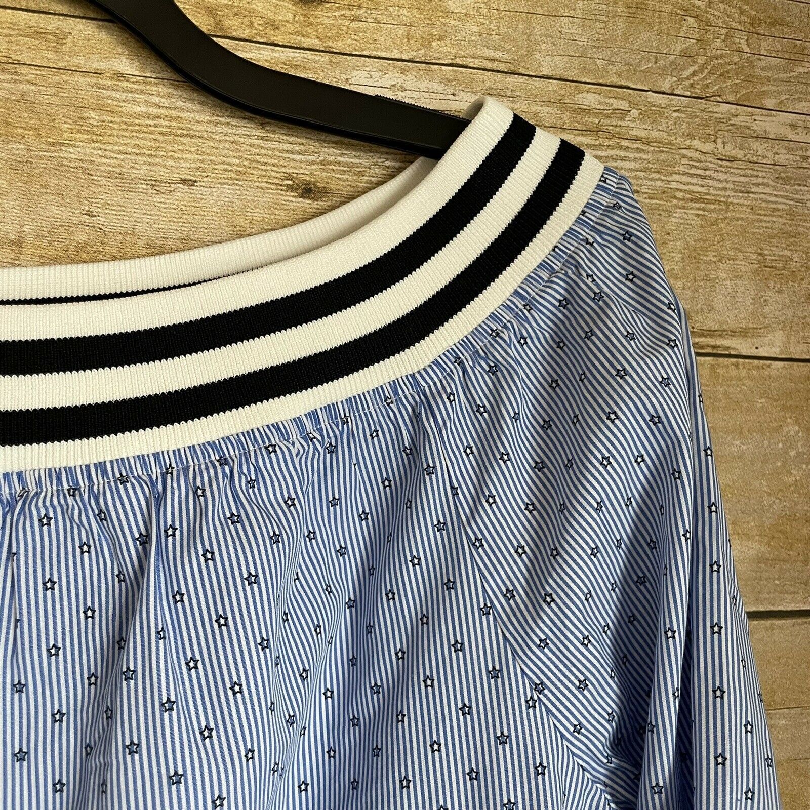 BLANKNYC BLANKNYC Stars Blue Off The Shoulder Top - Size Large Size L / US 10 / IT 46 - 5 Thumbnail