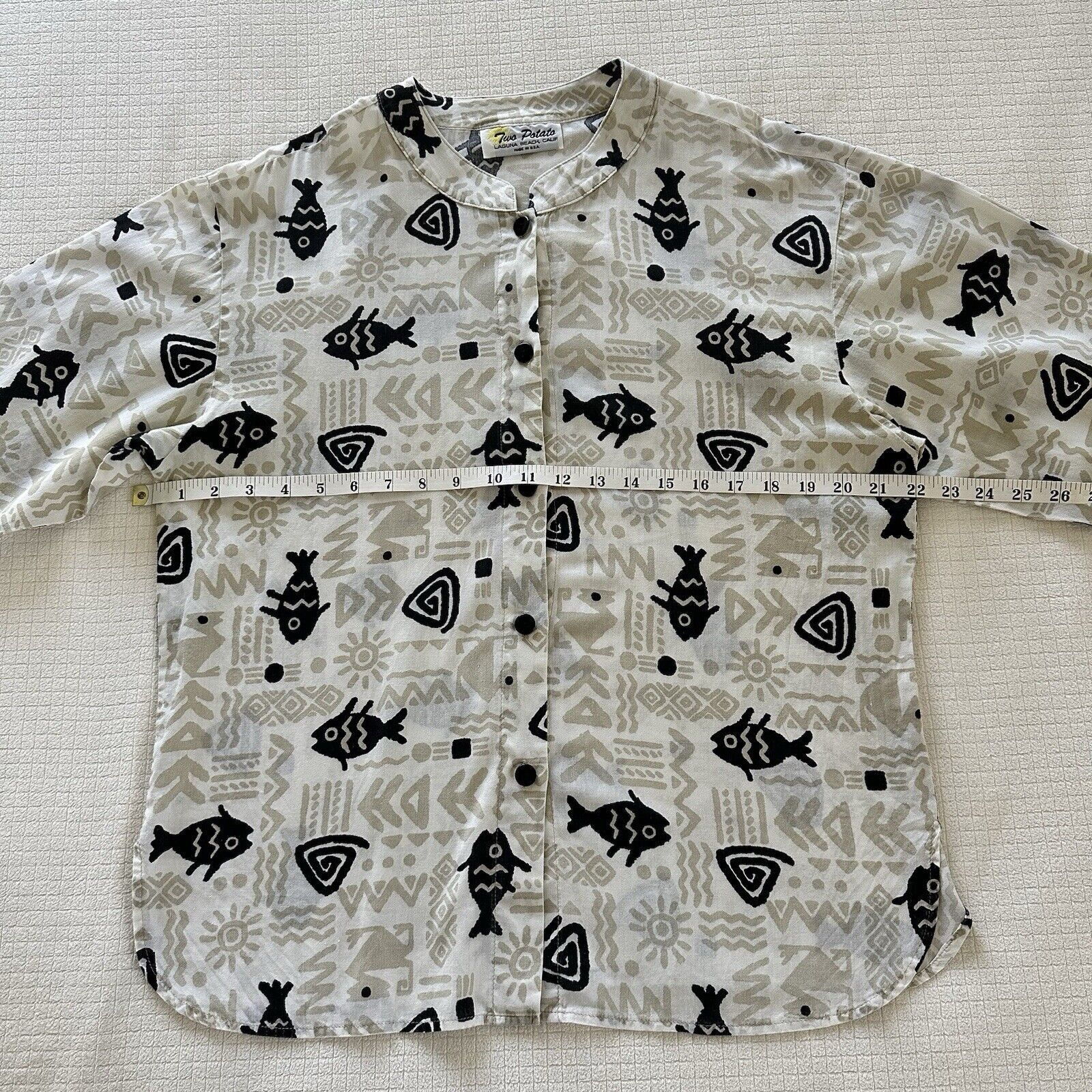 Other Vintage Two Potato Men’s Shirt Band Collar Fish Ethnic L Size US L / EU 52-54 / 3 - 9 Thumbnail