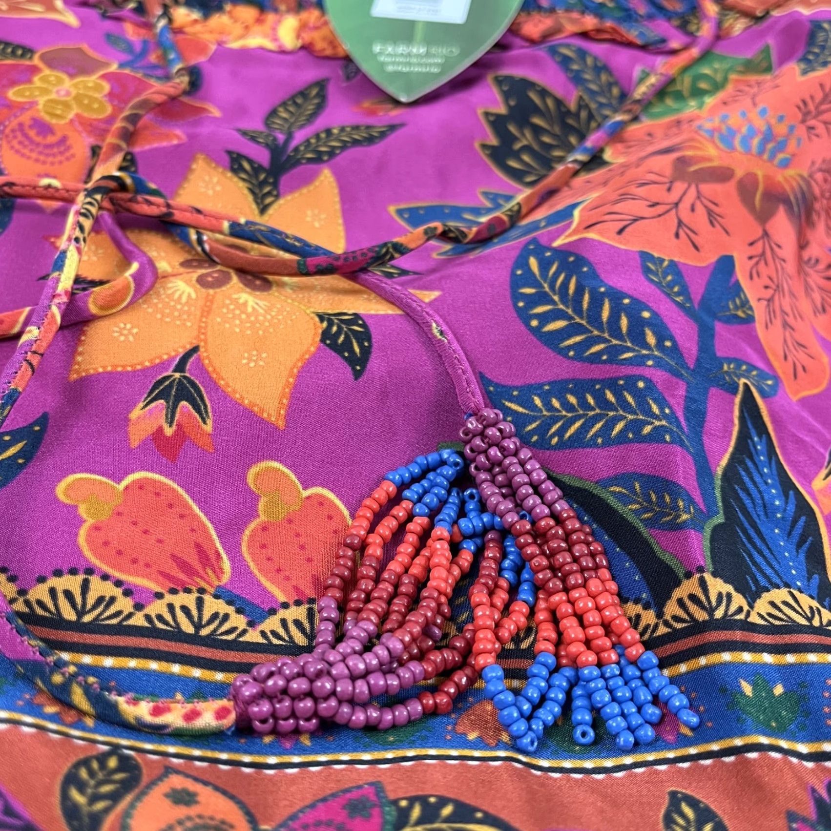 Farm Rio Farm Rio Blouse Womens Medium Floral Ruffled Long Sleeve V-Neck Casual Lightweight Multicolor Size M / US 6-8 / IT 42-44 - 5 Thumbnail