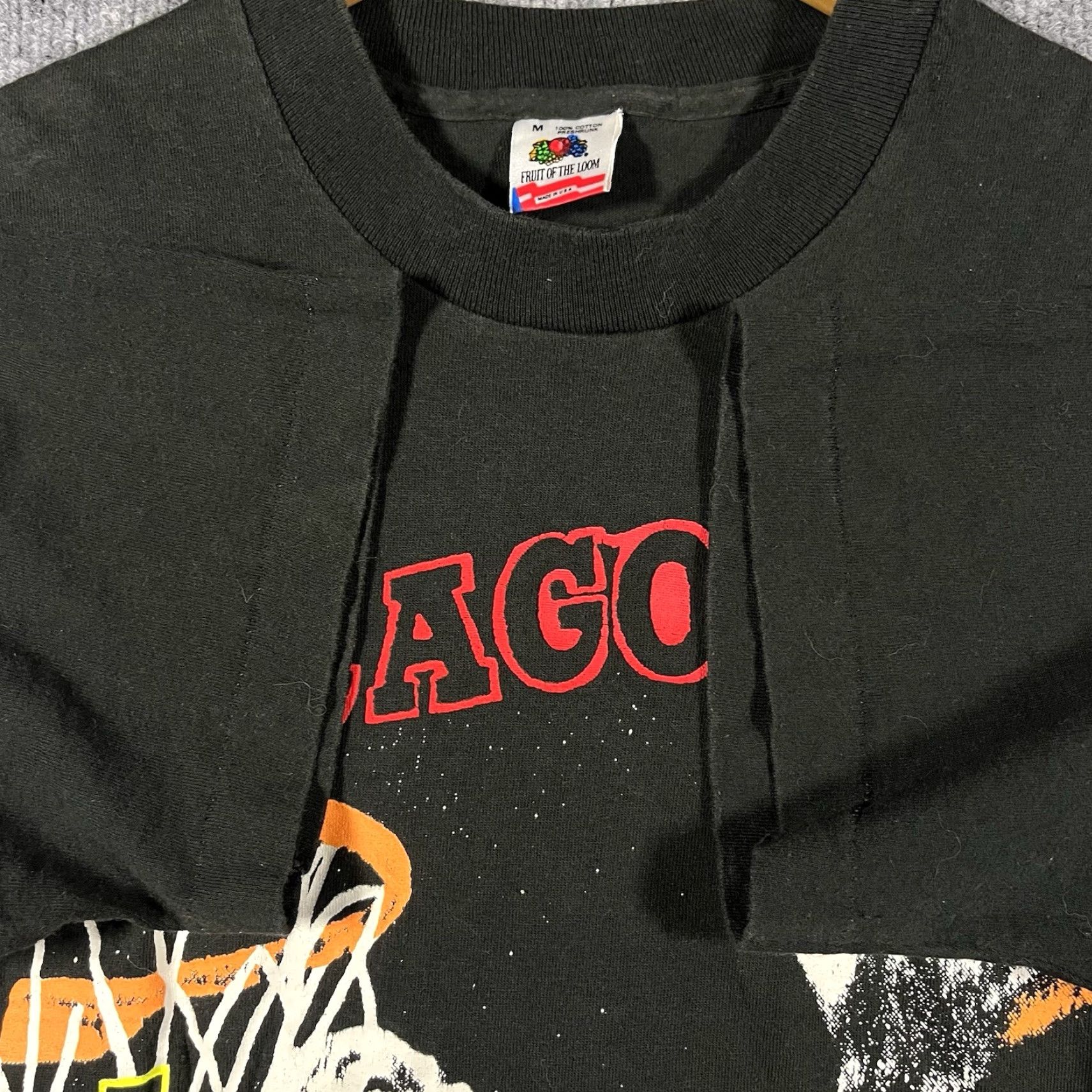 Fruit Of The Loom VINTAGE Michael Jordan T-Shirt Medium Slamma Jamma Magic Johnston Bulls 90s RARE Shirt Mens Black Size US M / EU 48-50 / 2 - 3 Thumbnail