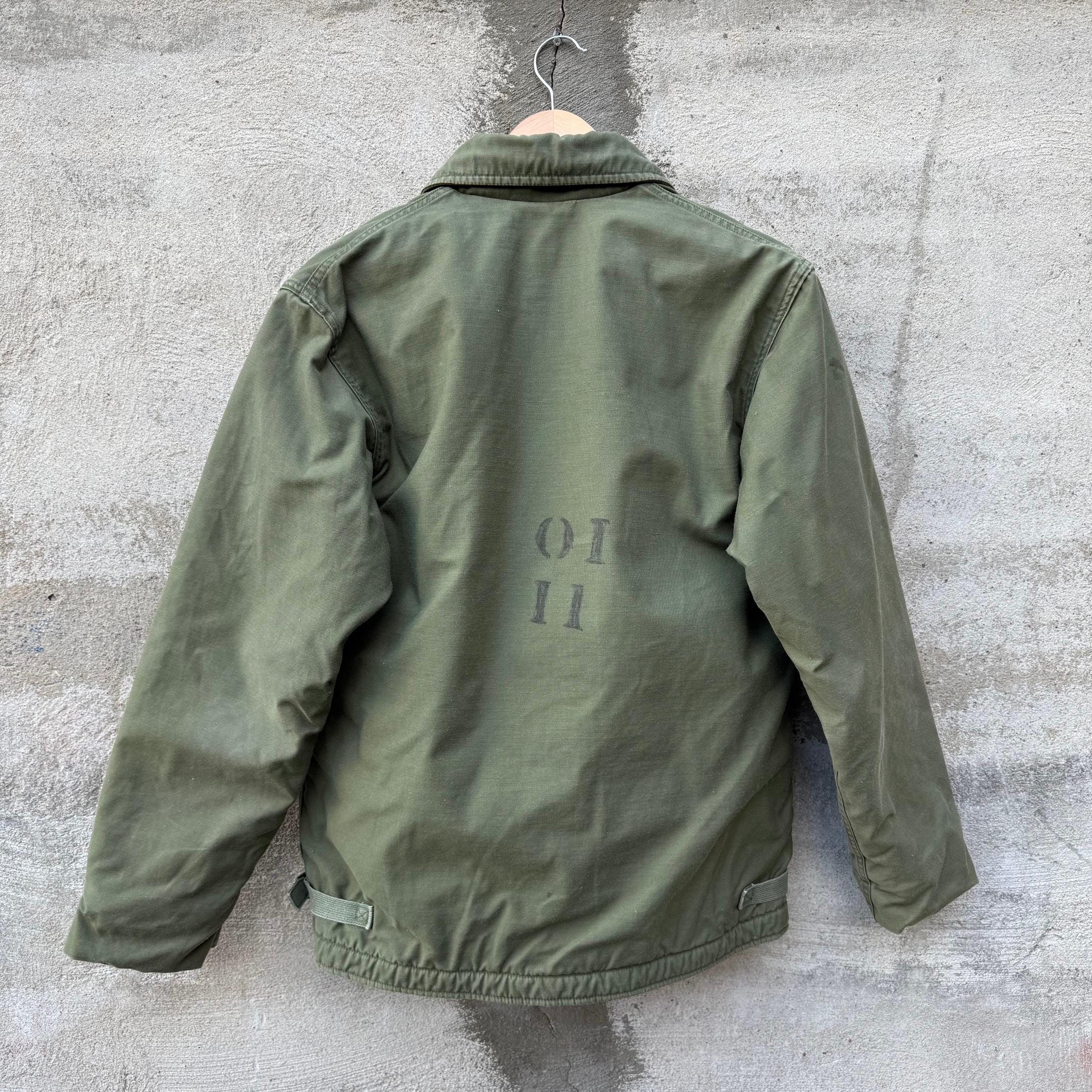 Vintage 70's US Military Stenciled Olive Green A-2 Deck Jacket Size US M / EU 48-50 / 2 - 2 Thumbnail