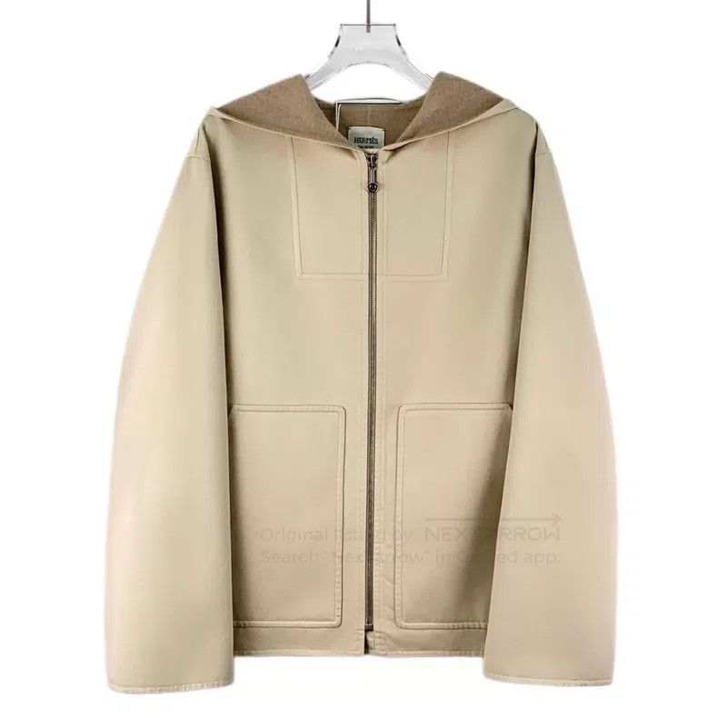 Hermes Hermes Beige cotton hooded zip-up long-sleeve jacket Size XS / US 0-2 / IT 36-38 - 1 Thumbnail