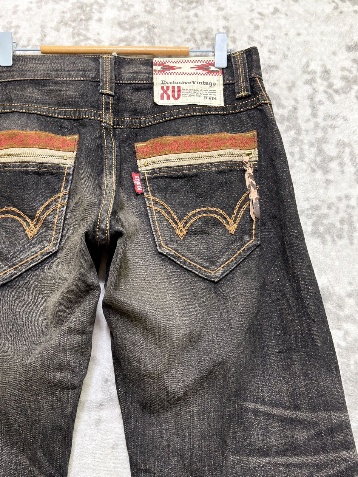 Kapital Edwin 434XVS Vintage Faded Black Denim Honeycomb Whisker Fit Size US 32 / EU 48 - 11 Thumbnail