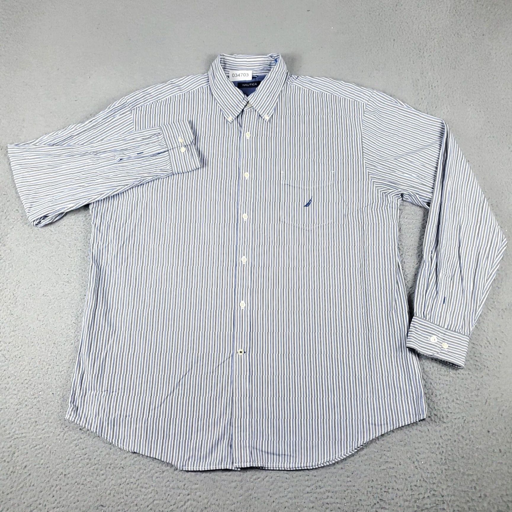 Nautica Nautica Shirt Mens XL Blue Striped Button-Up Long Sleeve Casual Cotton Classic Comfort Size US XL / EU 56 / 4 - 3 Thumbnail