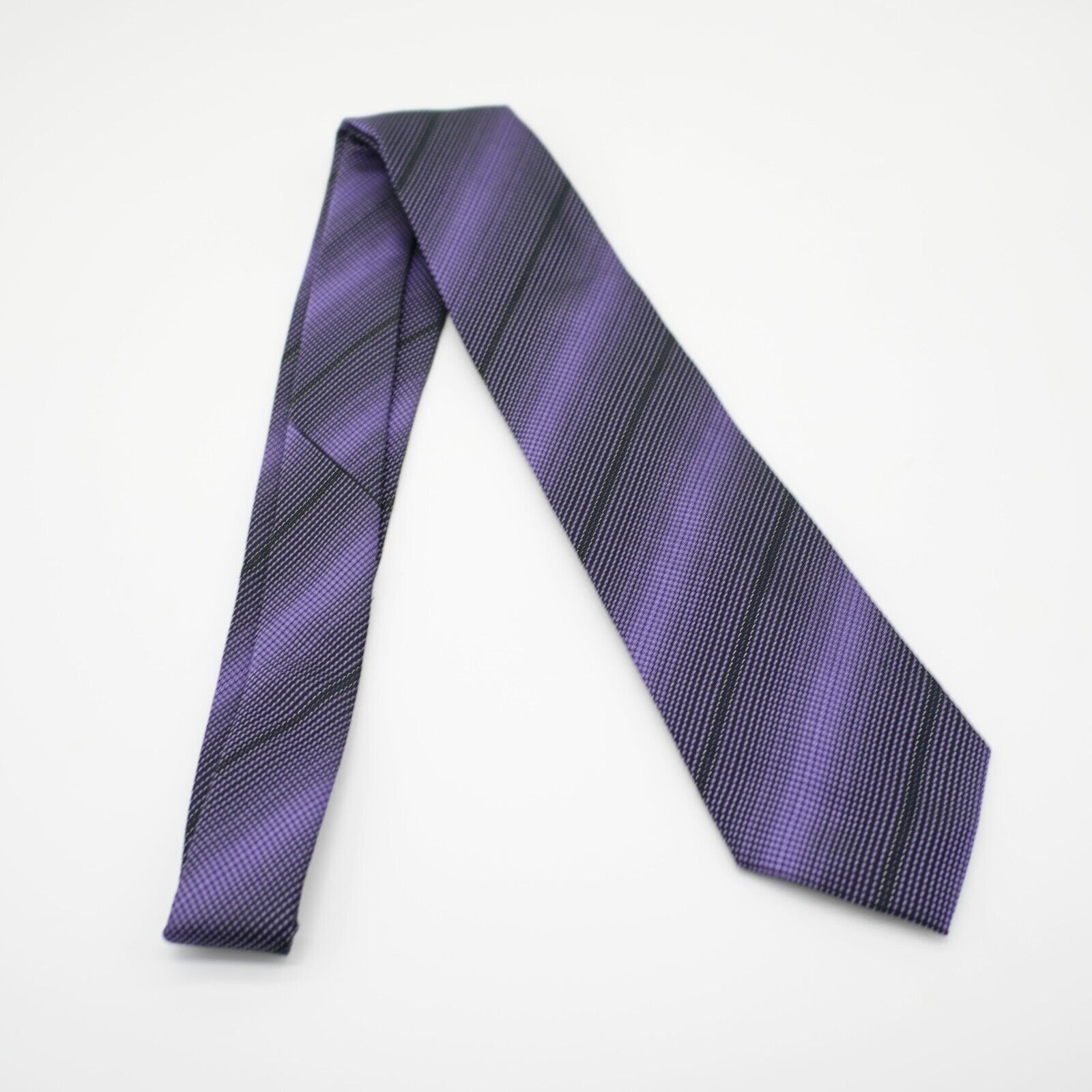 Alfani Alfani Gradient Purple Black Polka Dot Striped Woven Silk Ti Size ONE SIZE - 6 Thumbnail