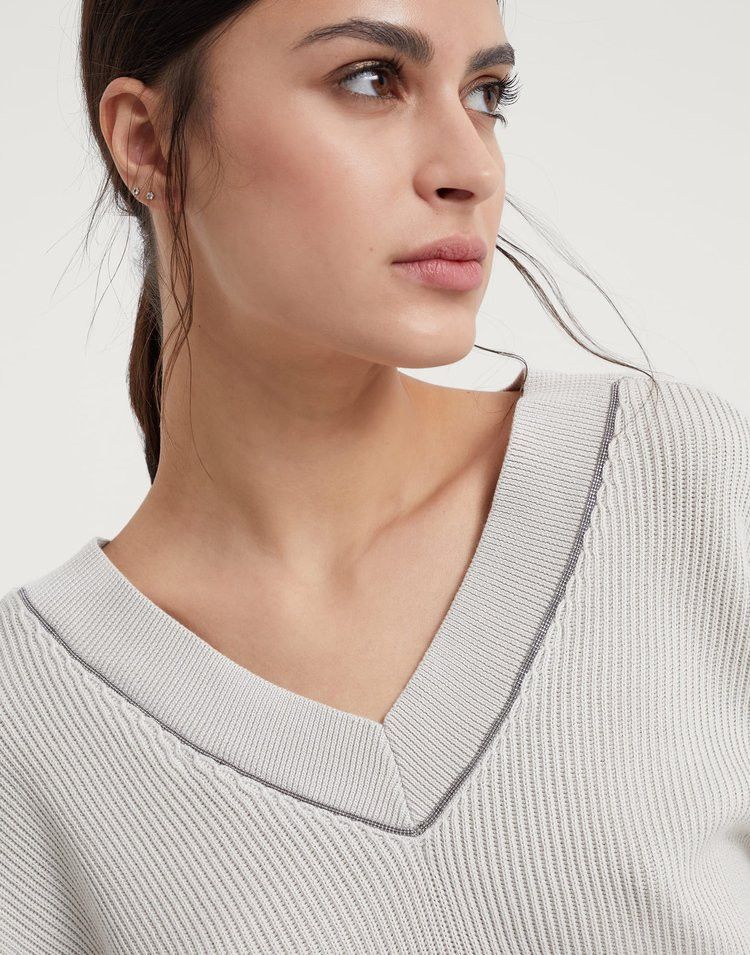 Brunello Cucinelli o1la1rc1a0425 Sweater in Ivory Size XL / US 12-14 / IT 48-50 - 3 Thumbnail