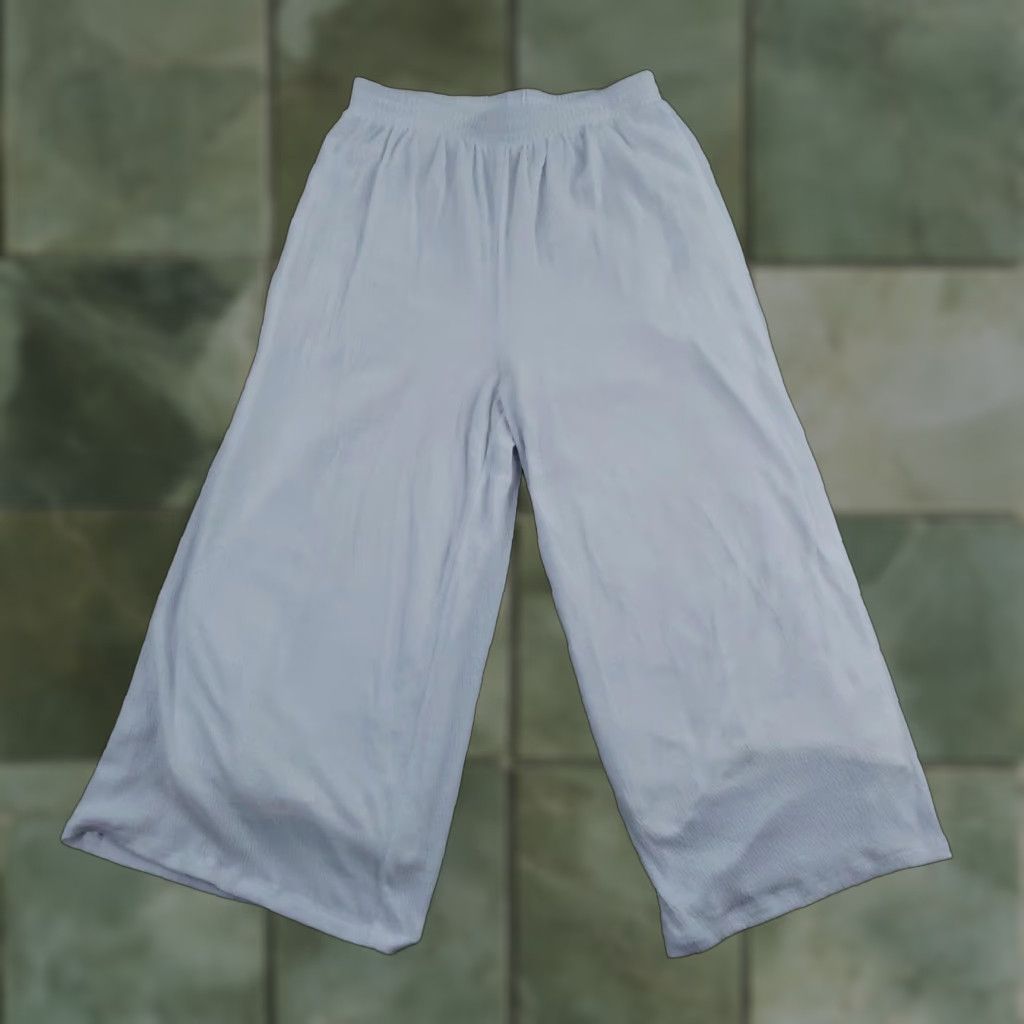 Vintage Michele B Pants Womens Large White Wide-Leg Lined Pull On Casual Cropped Size 36" / US 14 / IT 50 - 1 Thumbnail