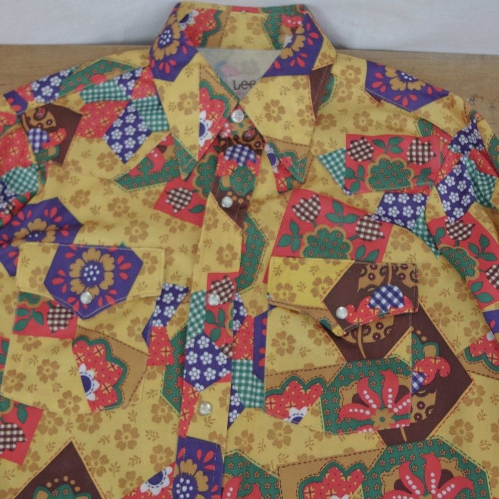 Lee Vintage Snap Button Patchwork Pattern Western Shirt 15.5-34 Size US M / EU 48-50 / 2 - 5 Thumbnail