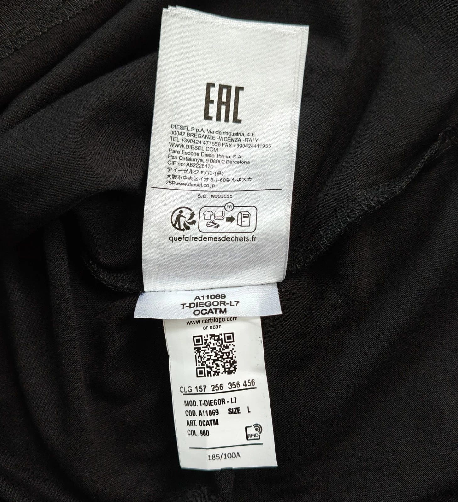Diesel DIESEL Black T-shirt with DSL 78 Denim print T 4154 Size US L / EU 52-54 / 3 - 8 Thumbnail