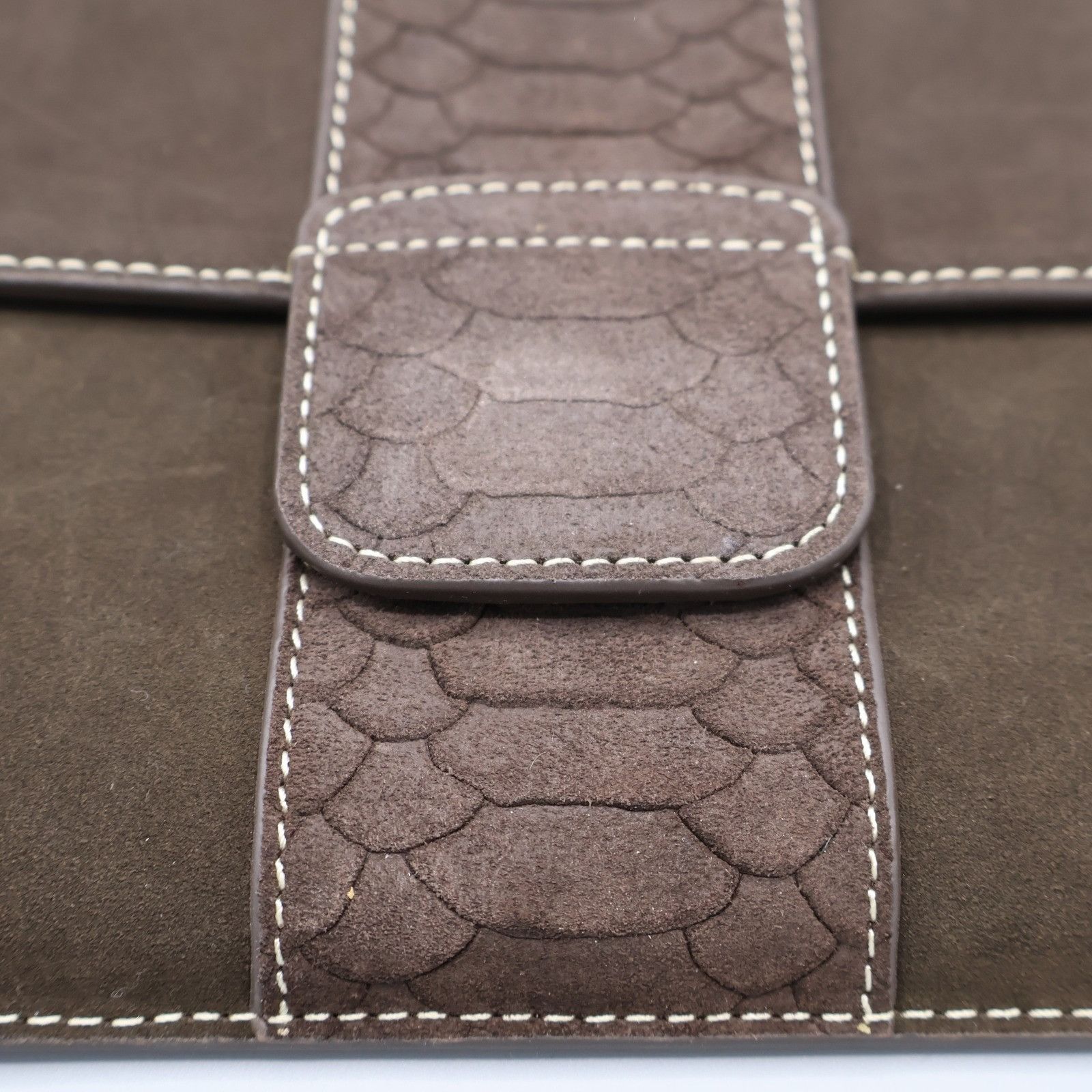 J.McLaughlin J McLaughlin Xena Suede Clutch Chocolate Brown Classic Envel Size ONE SIZE - 12 Thumbnail