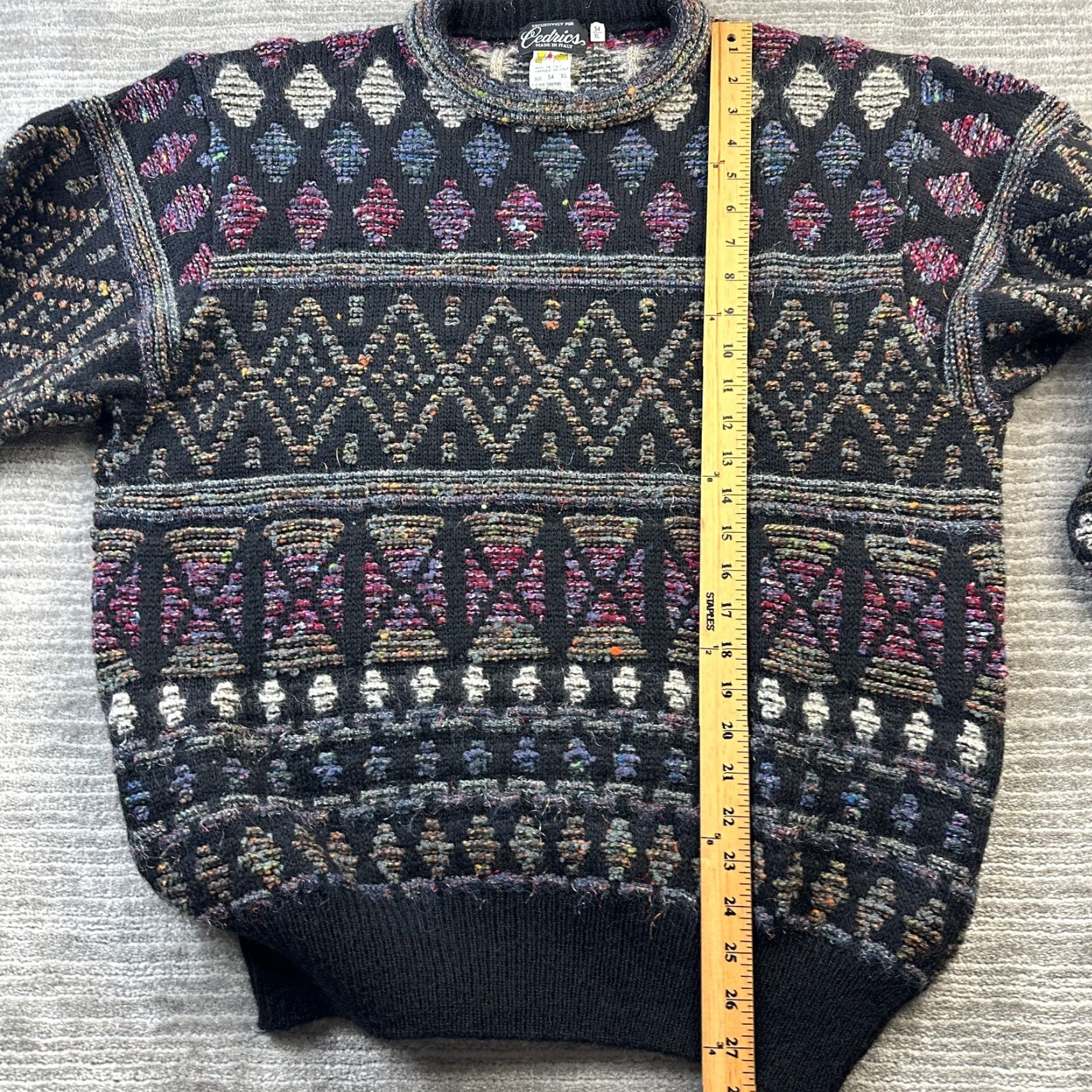 Vintage VINTAGE Cedrics Sweater Mens XL Plaid Knit Crew Neck Pullover Heavyweight All Seasons 90s Logo Embroidered Wool Mohair Nylon Wool Blend Black Mens Size US XL / EU 56 / 4 - 7 Thumbnail