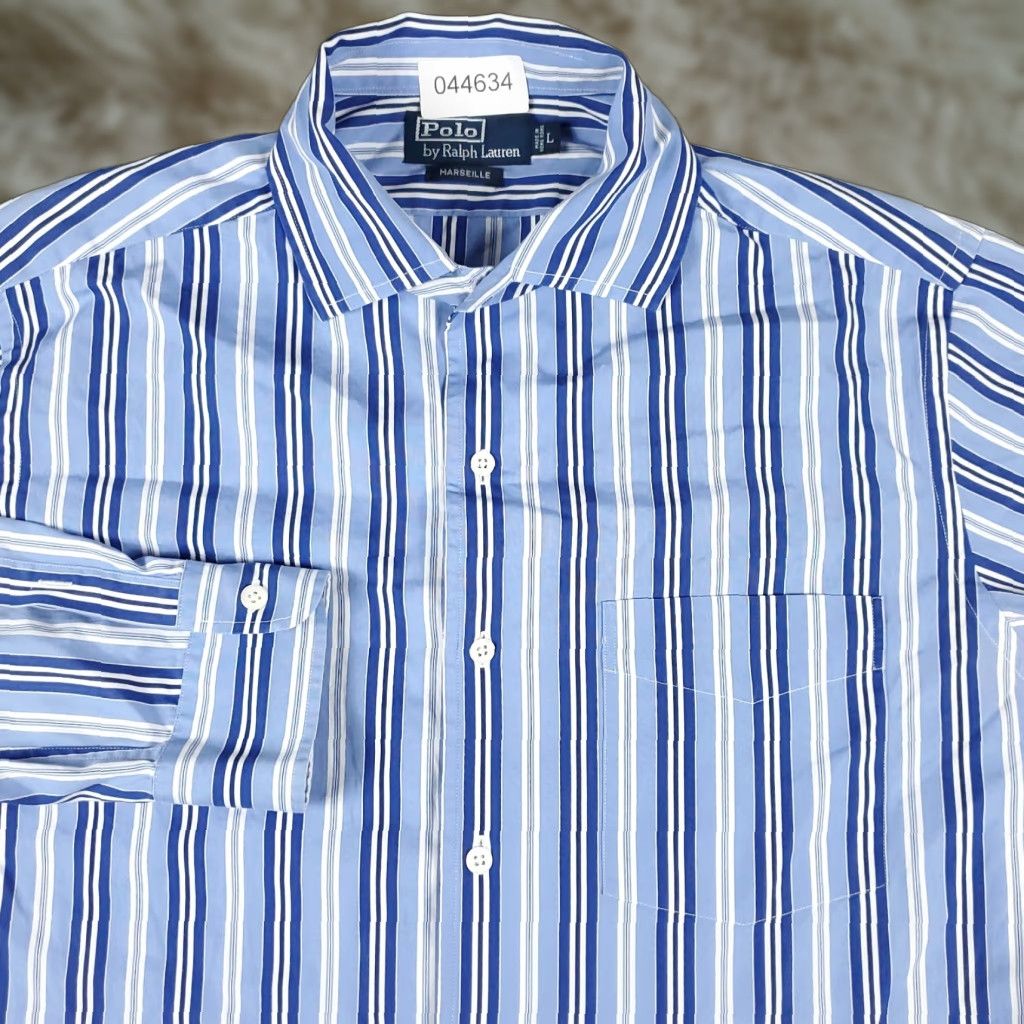 Ralph Lauren Ralph Lauren Shirt Mens Large Blue Striped Button-Up Long Sleeve Casual Business Formal Workwear Party/Cocktail Travel Size US L / EU 52-54 / 3 - 1 Thumbnail