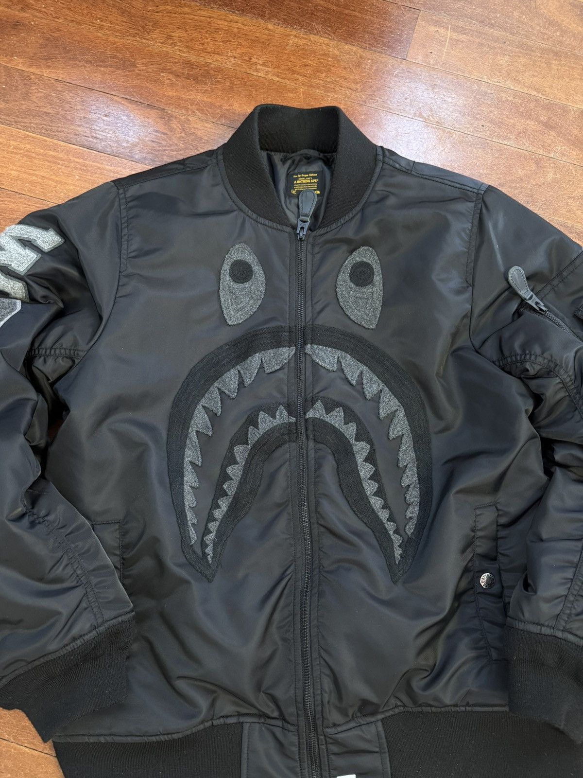 Bape BAPE Black Shark MA-1 Bomber Jacket Size US M / EU 48-50 / 2 - 2 Thumbnail