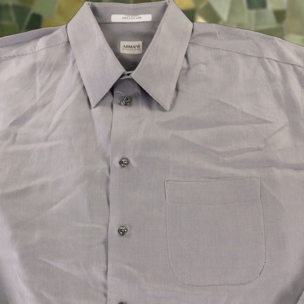 VINTAGE Armani Collezioni Dress Shirt Mens 2XL Long Sleeve Gray