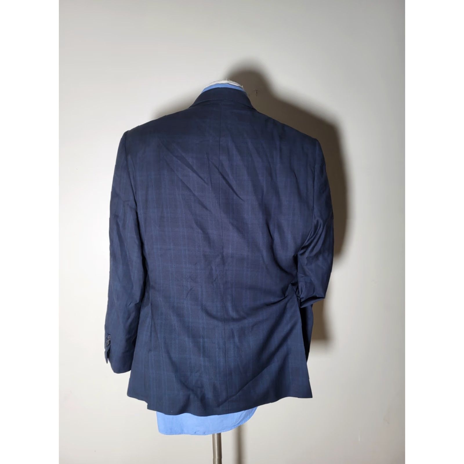 Vintage Sofias 42S Wool Plaid Sport Coat Jacket - Blue, Notch Lapel, Two Button, Full Canvas, Double-Vented, Fully Lined, Four-Season, Regular Fit, Mens, 42 Size US XS / EU 42 / 0 - 7 Thumbnail