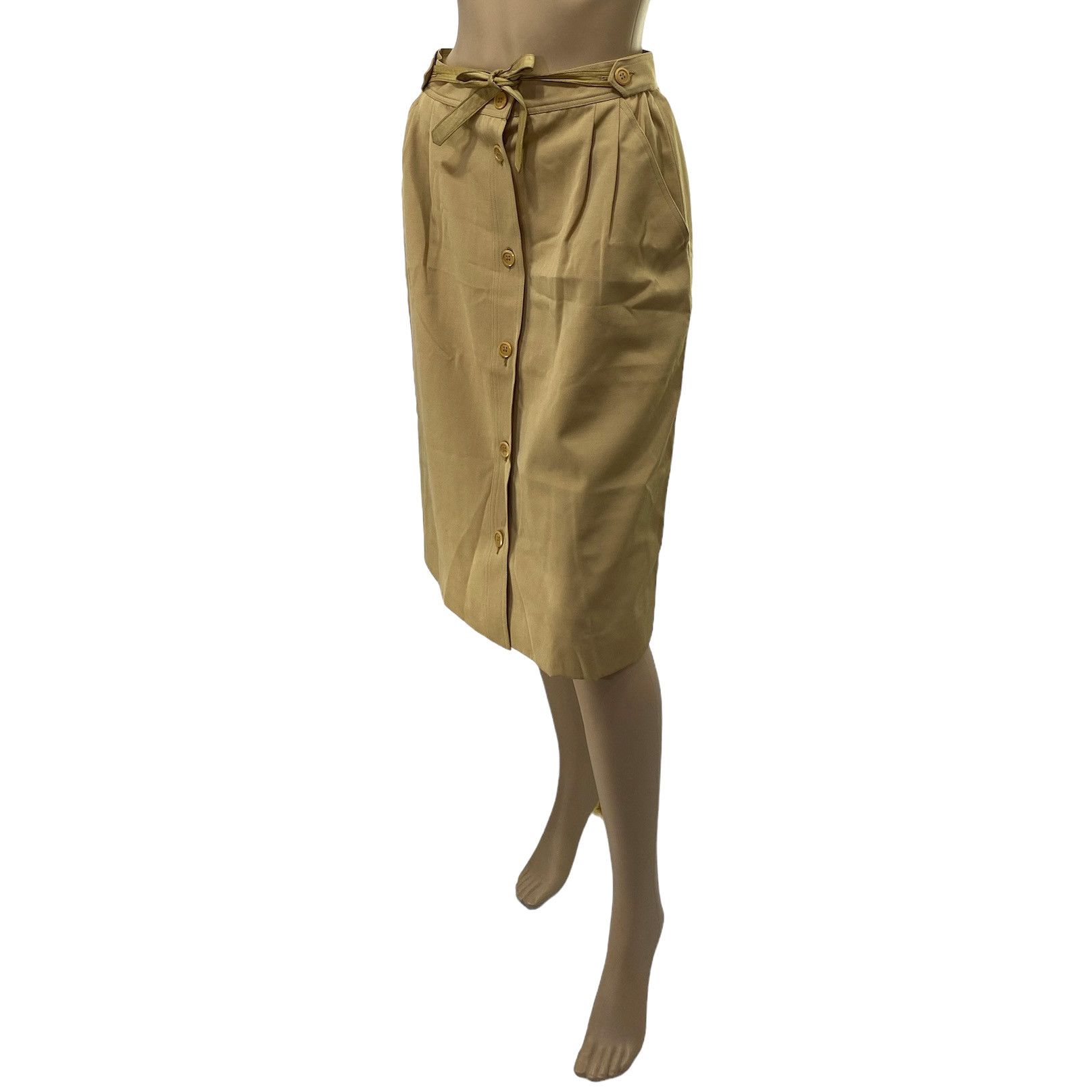 Gucci × Vintage GUCCI Vintage Light Brown Buttoned Wool Skirt Size 32" / US 10 / IT 46 - 3 Thumbnail