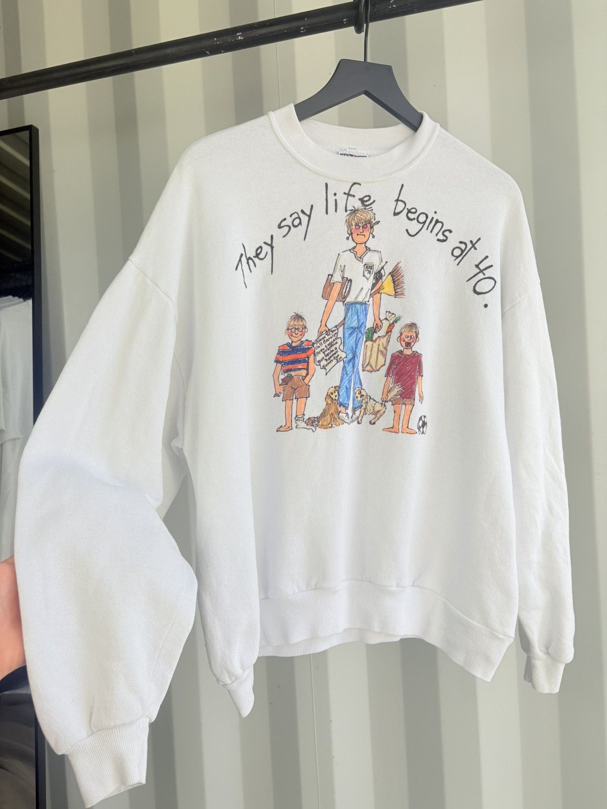 Vintage Life Begins at 40 Faded Sweatshirt Distressed ERD Grunge WCC Size US XL / EU 56 / 4 - 2 Thumbnail