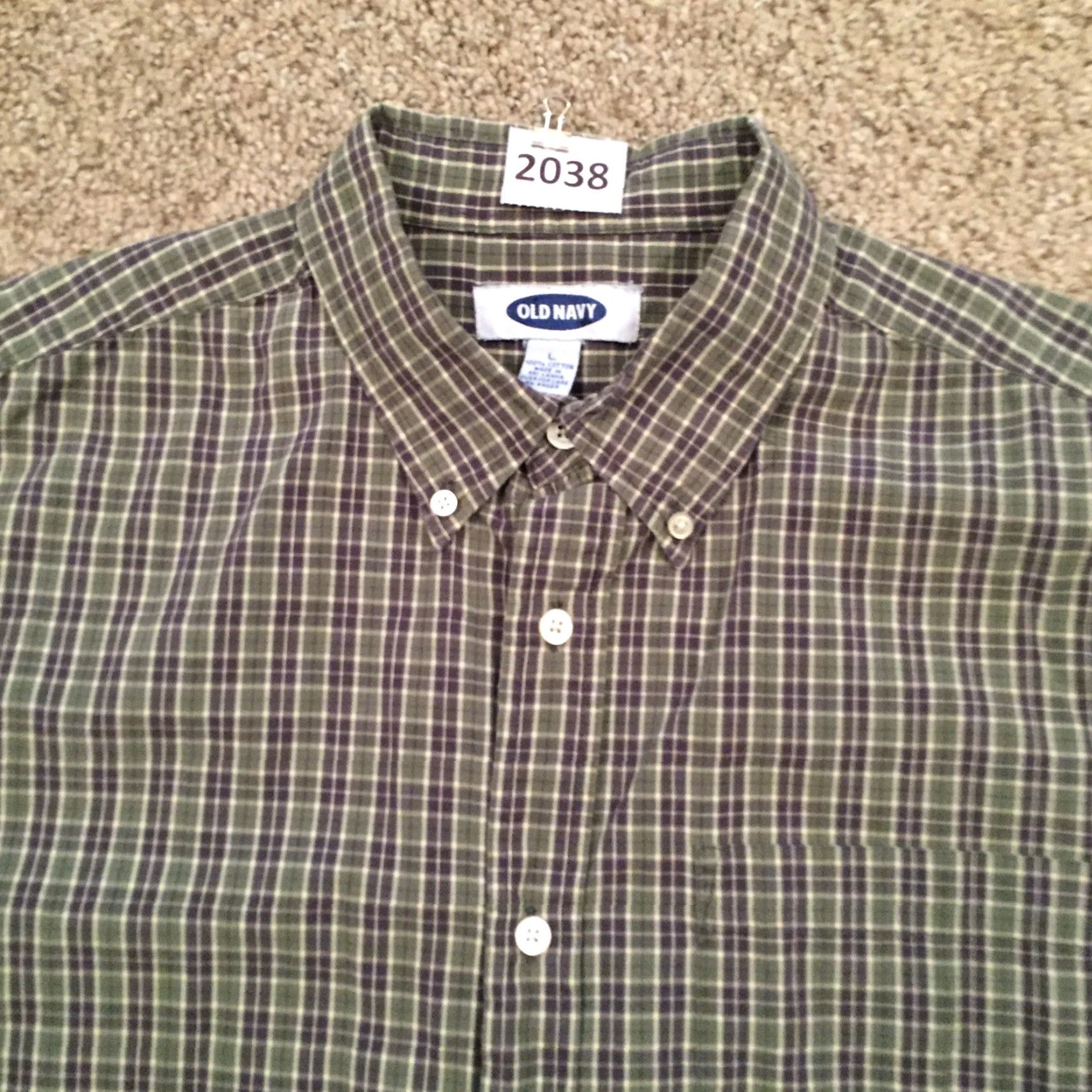 Old Navy Old Navy Button-Up Shirt Mens Large Green Plaid Long Sleeve Size US L / EU 52-54 / 3 - 3 Thumbnail