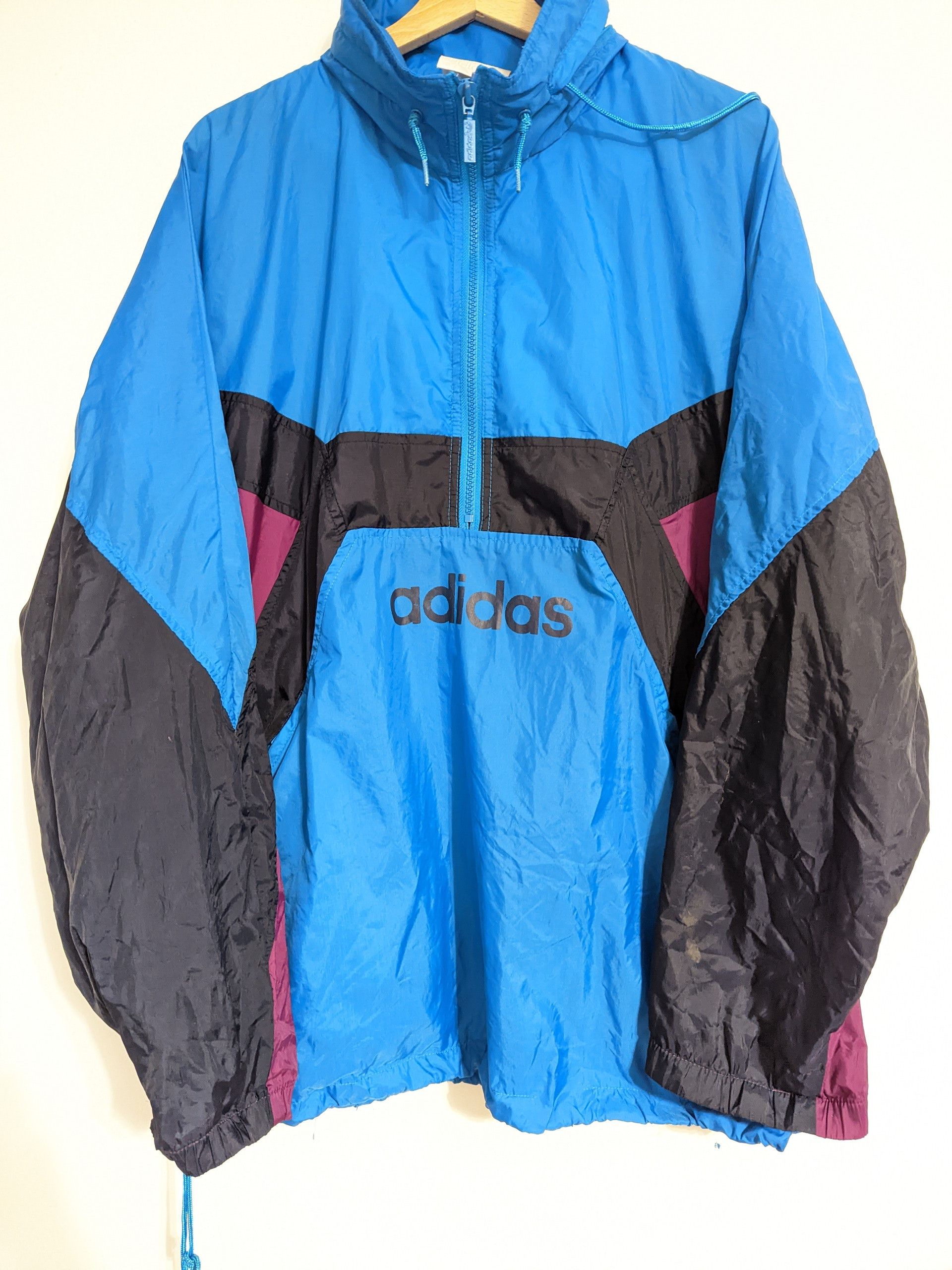 Adidas Vintage Adidas Trefoil Windbreaker 1990s Blue/Purple Taiwan Size US L / EU 52-54 / 3 - 1 Thumbnail