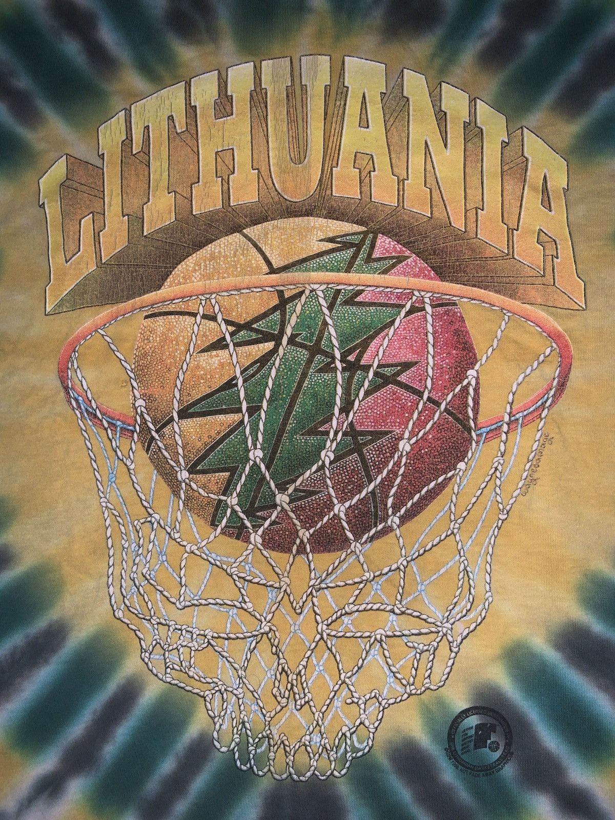 Vintage 1996 Grateful Dead Lithuania Basketball Tye Dye XL