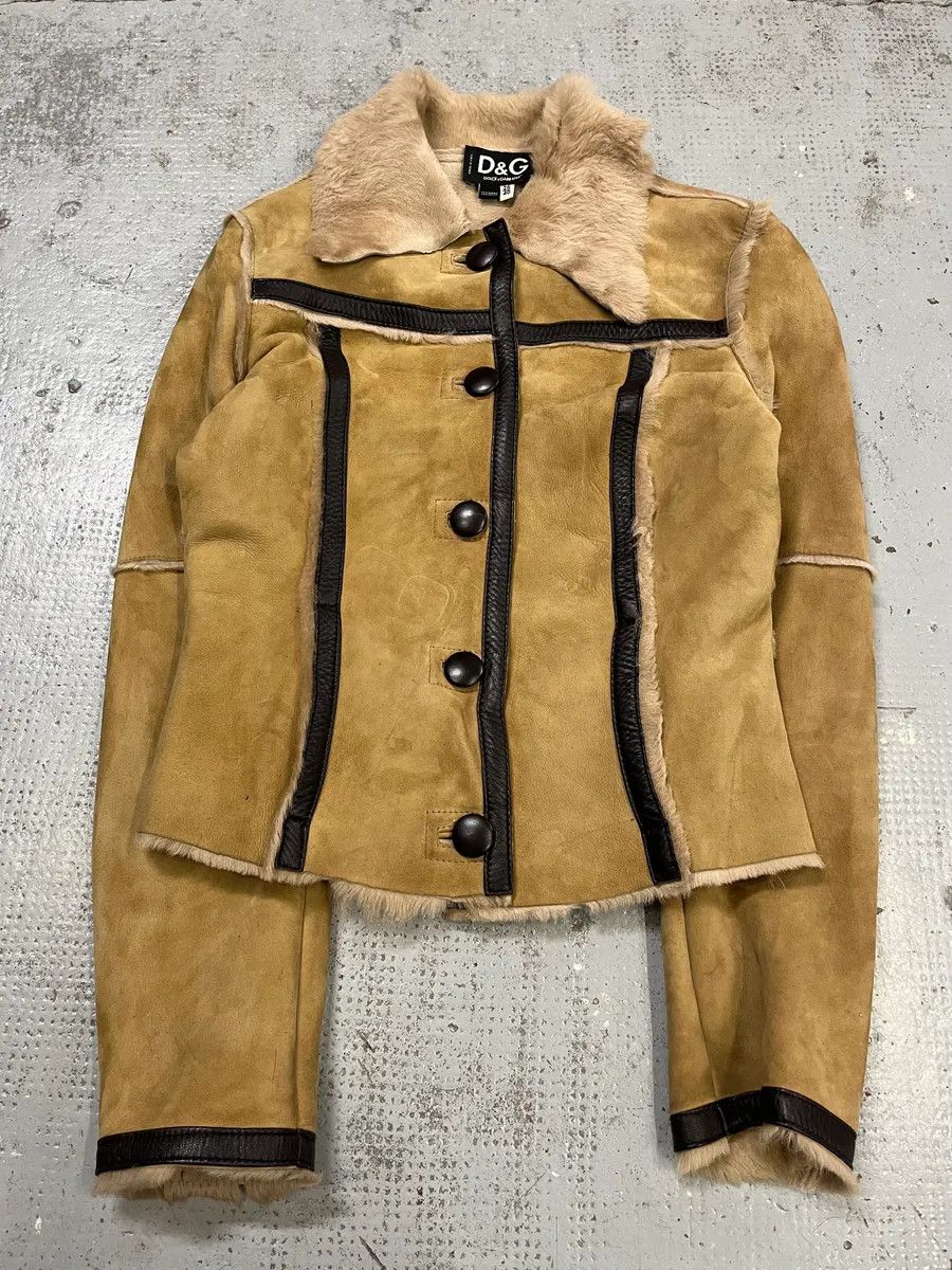 Dolce & Gabbana 2000s Dolce & Gabbana Beige Fur Collar Camel Leather Jacket Size M / US 6-8 / IT 42-44 - 4 Thumbnail