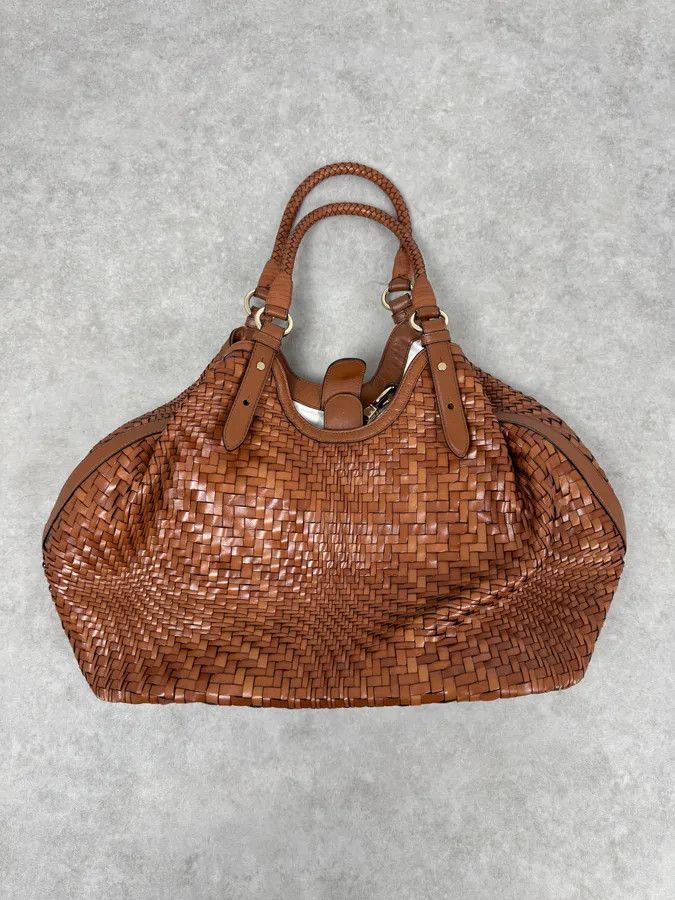 Gianfranco Ferre 2000s Gianfranco Ferré Brown Woven Leather Handle Bag Size ONE SIZE - 1 Thumbnail
