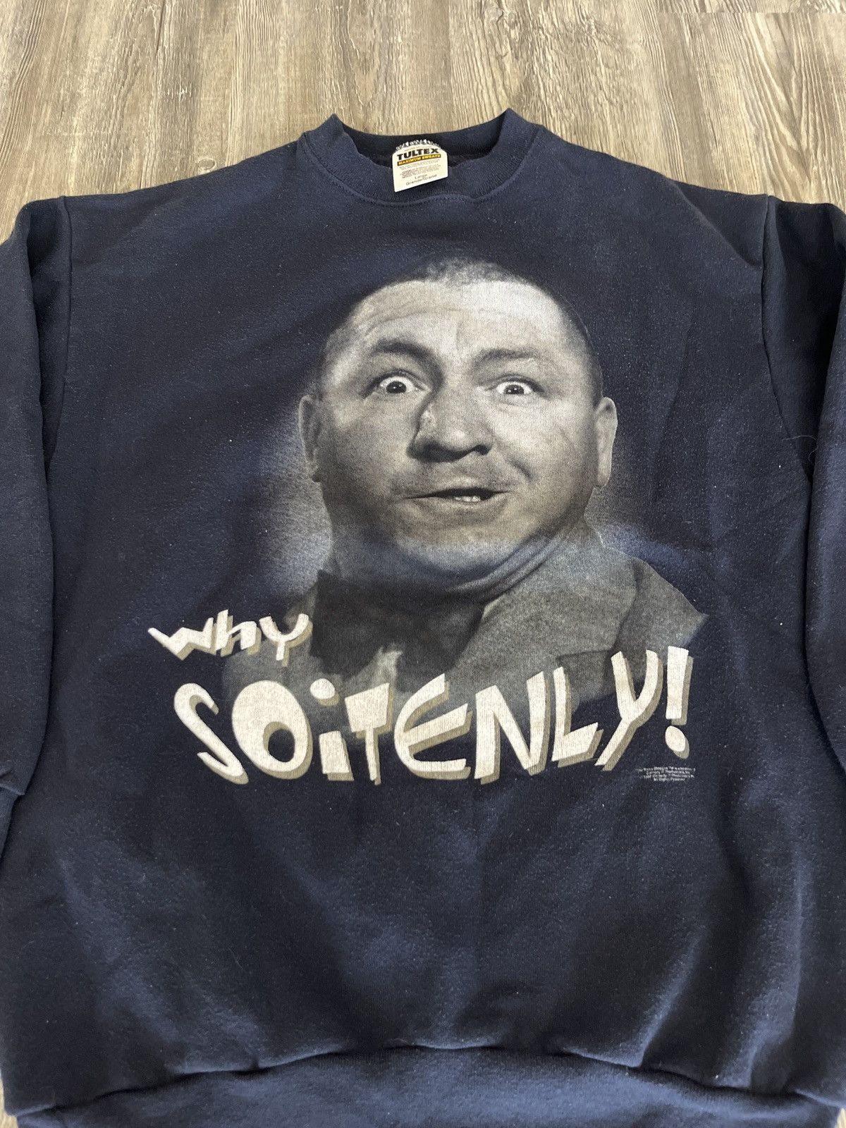 Tultex 1997 Vintage 3 Stooges “Why Soitenly” Curly Tultex Sweater Size US L / EU 52-54 / 3 - 2 Thumbnail