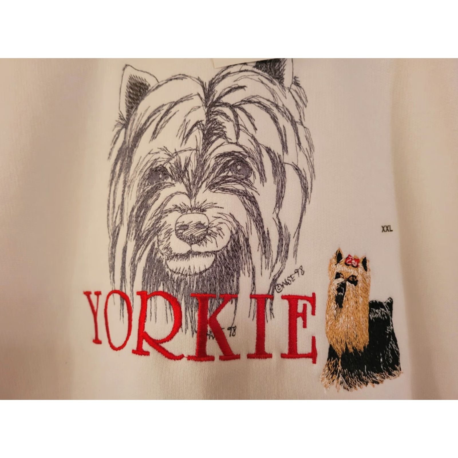 Jerzees VINTAGE Yorkie Dog Lover Sweatshirt 2XL Jerzees Unisex Adults Pullover Crewneck White Graphic Print Yorkie Animals 90s? Size US XXL / EU 58 / 5 - 2 Thumbnail
