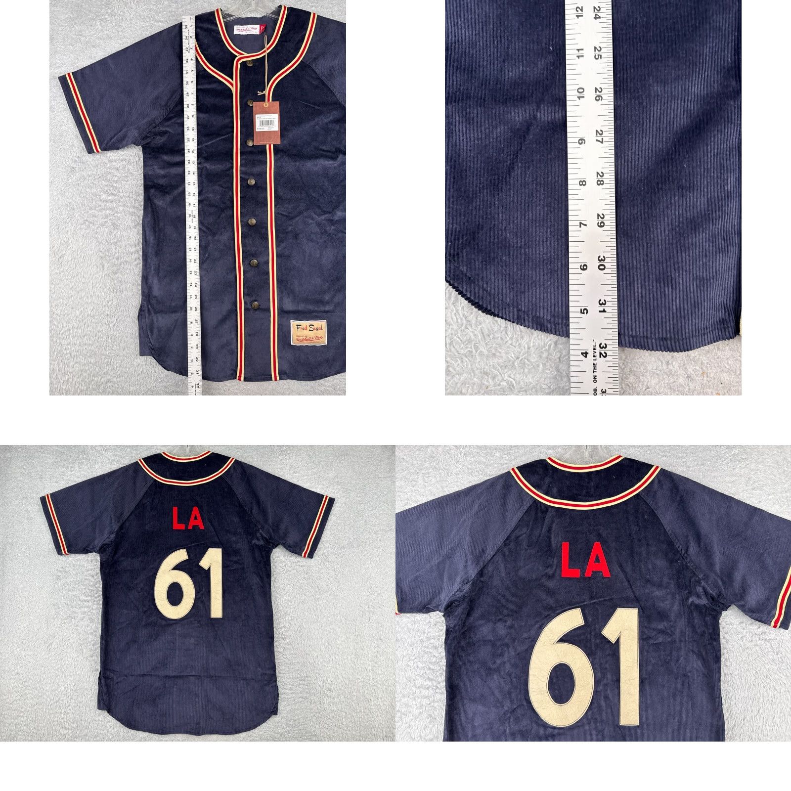 Mitchell & Ness VINTAGE Mitchell & Ness x Fred Segal Baseball Jersey Men Medium Blue Corduroy LA #61 NEW Size US M / EU 48-50 / 2 - 9 Thumbnail