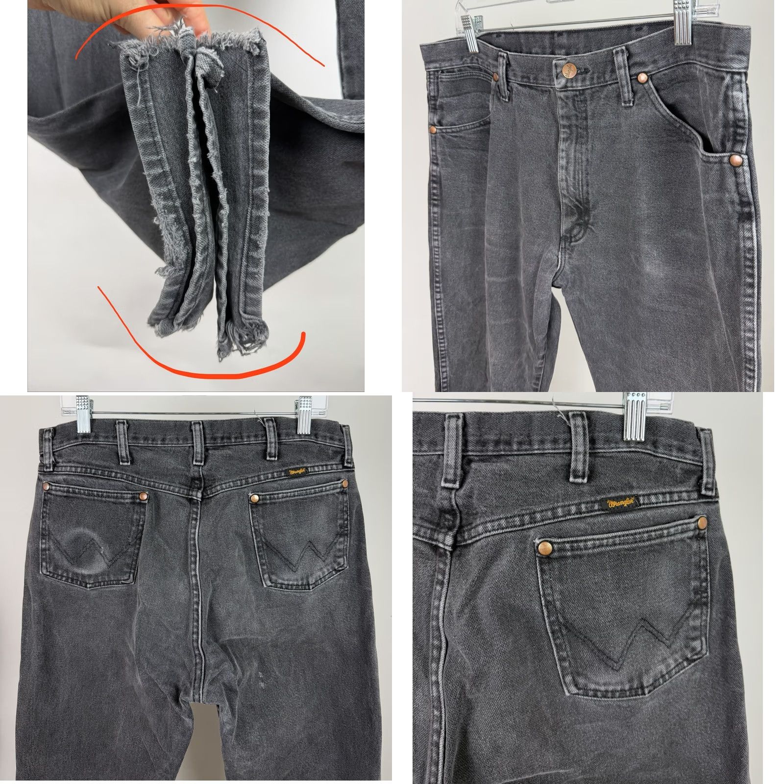 Wrangler VINTAGE Wrangler 13MWZ Jeans Mens 35x34 Faded Black Denim Distressed Cowboy Cut Straight 5-Pocket Denim N/A Mens Size US 35 - 8 Thumbnail