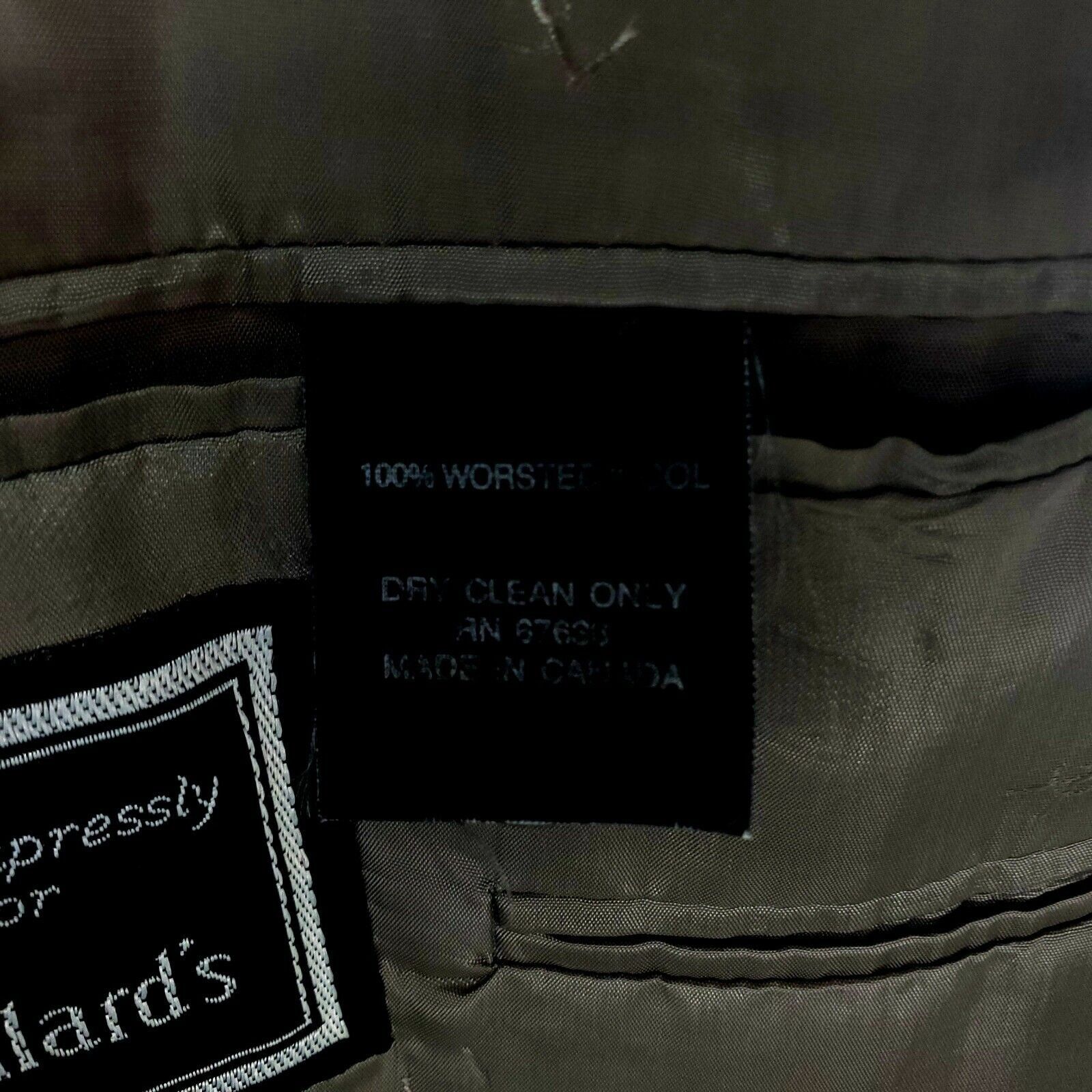 Yves Saint Laurent Yves Saint Laurent 44L 2 Button Sharkskin Check Wool Gray Bl Size 44L - 9 Thumbnail