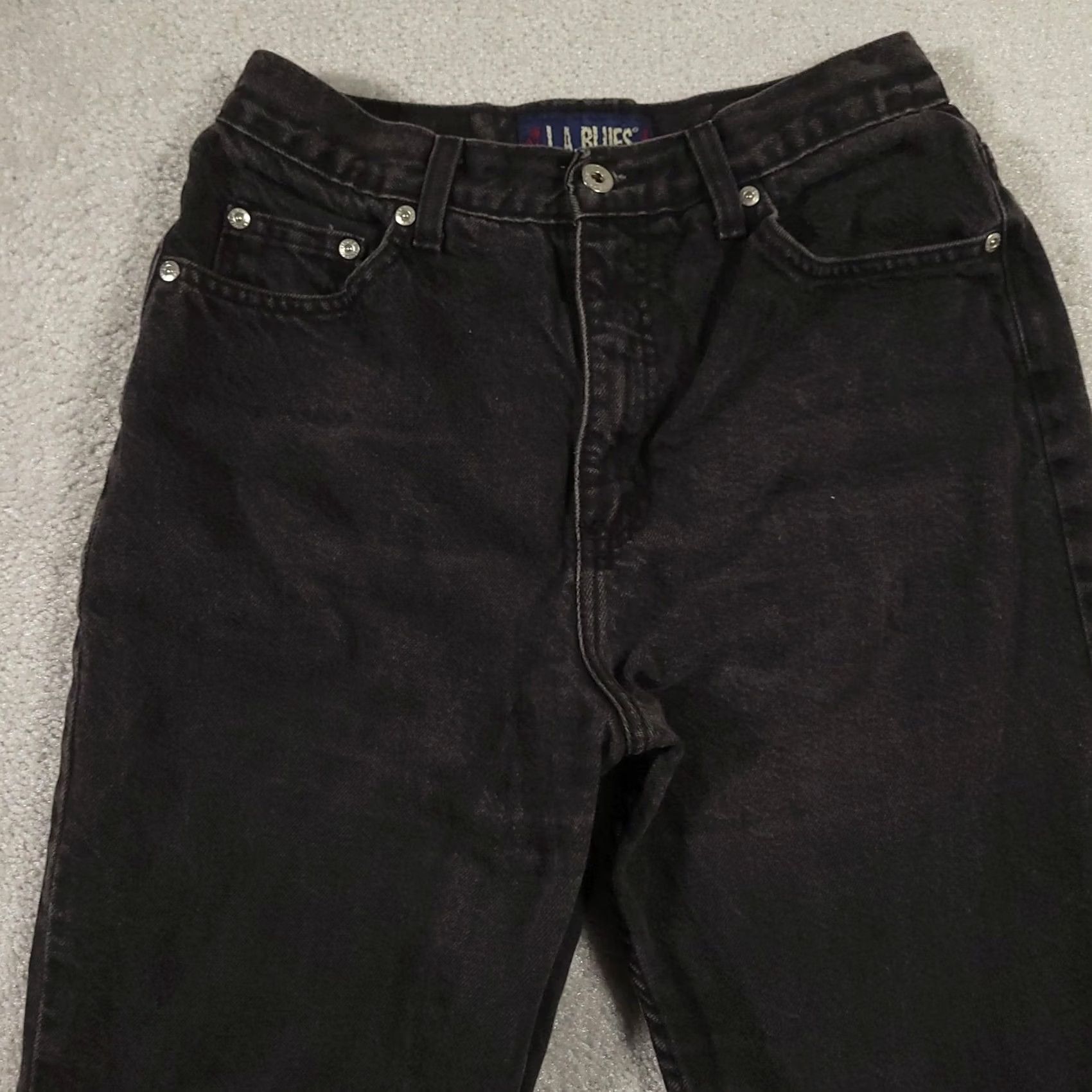 Vintage VINTAGE L.A. Blues Jeans Womens 12 Black High Rise Tapered Leg 100% Cotton Denim Size 34" / US 12 / IT 48 - 3 Thumbnail