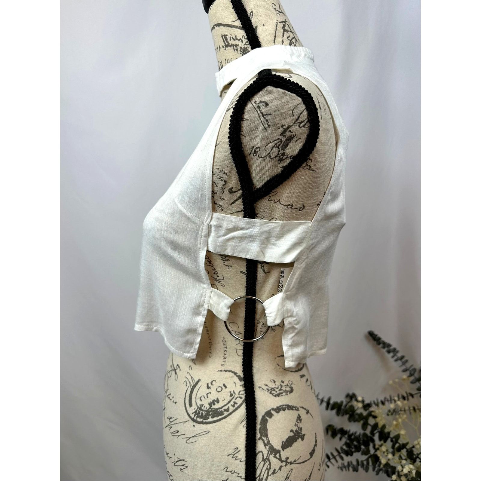 Other Charms Fashion Choker Crop Top V-Neck White M Size M / US 6-8 / IT 42-44 - 8 Thumbnail