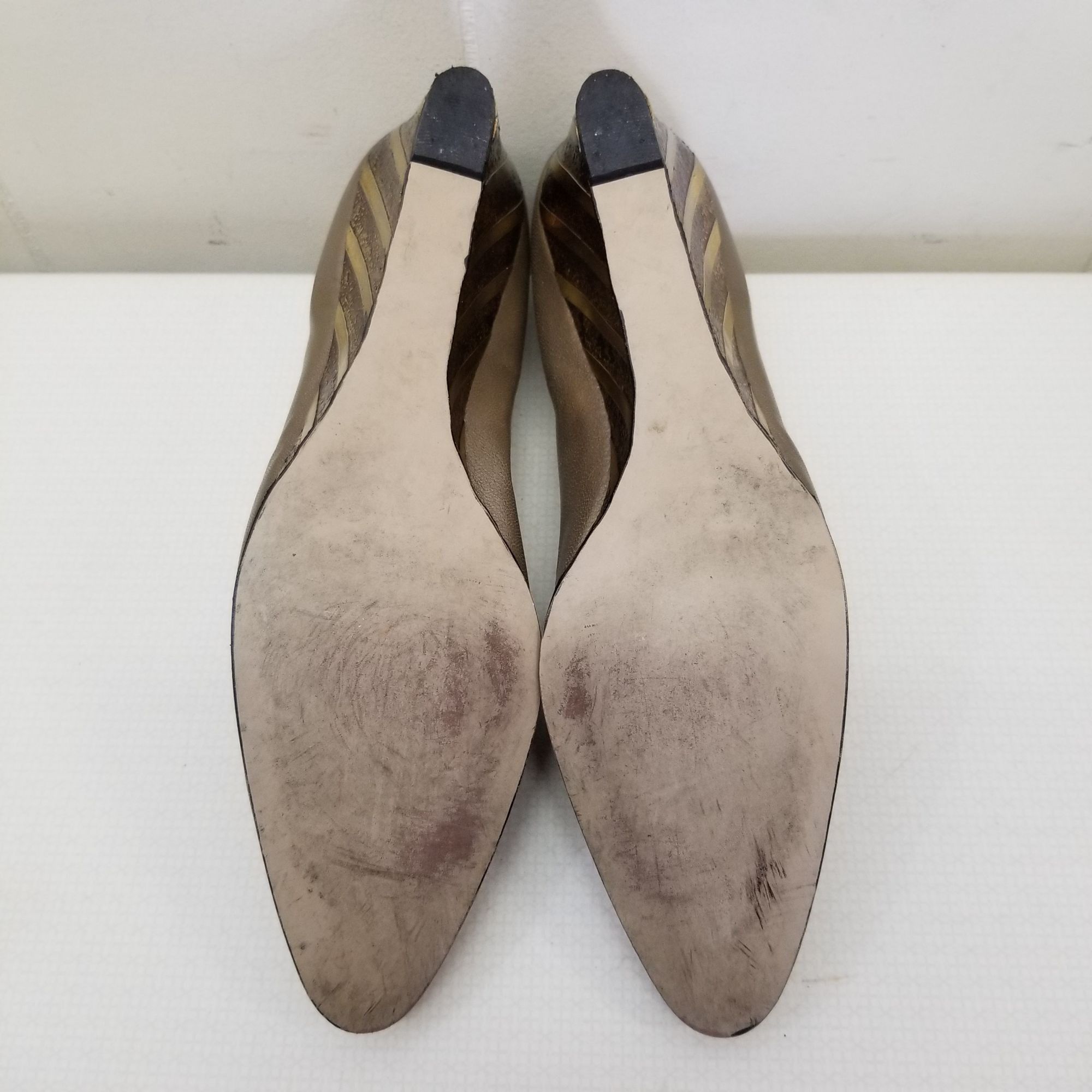 Other Magdesians 10N Gold Metallic Wedge Heels USA Vintage Slip On Size US 10 / IT 40 - 4 Thumbnail