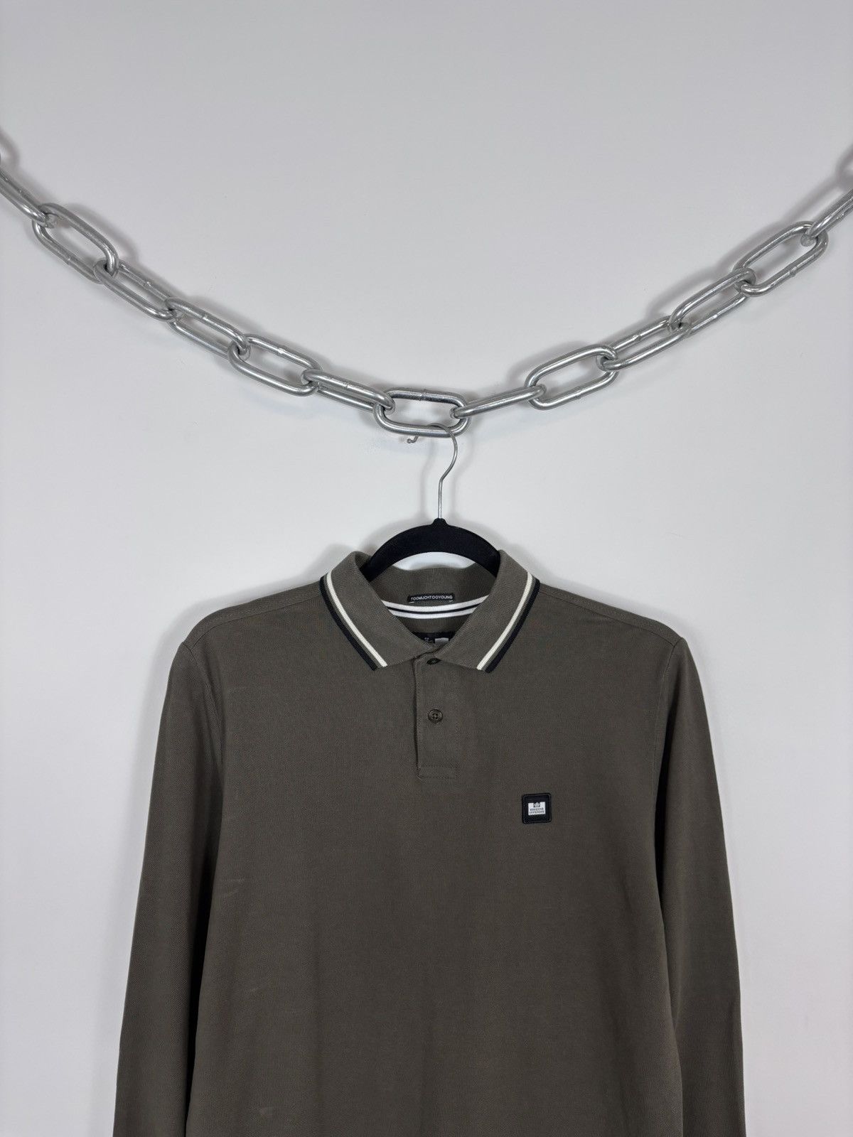 Weekend Offender Weekend Offender Men’s Khaki Long Sleeve Polo Shirt Size US S / EU 44-46 / 1 - 2 Thumbnail