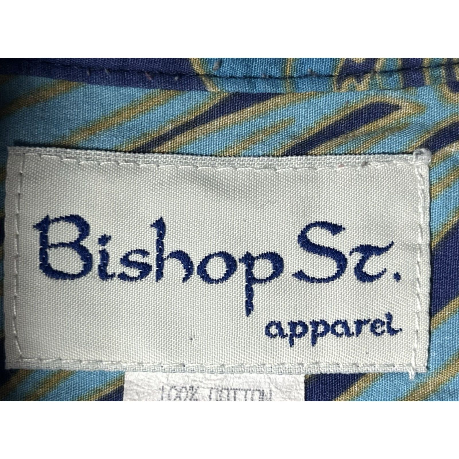 Vintage BISHOP ST Floral Button Shirt Short Sleeve Blue Mens Medium Hawaii Made Size US M / EU 48-50 / 2 - 5 Thumbnail