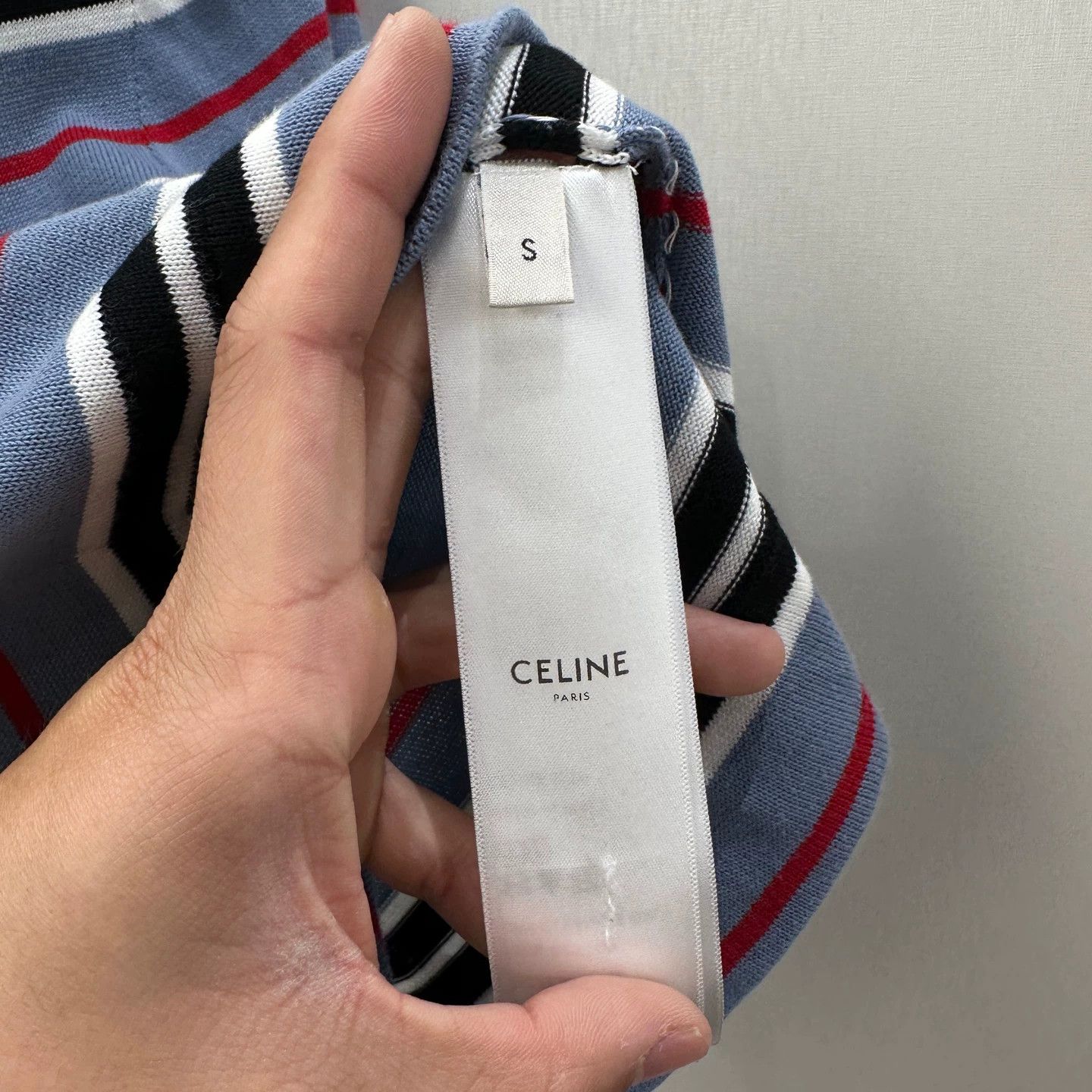 Celine Celine Triomphe Logo Stripe Polo S Cotton feb448 Size S / US 4 / IT 40 - 4 Thumbnail