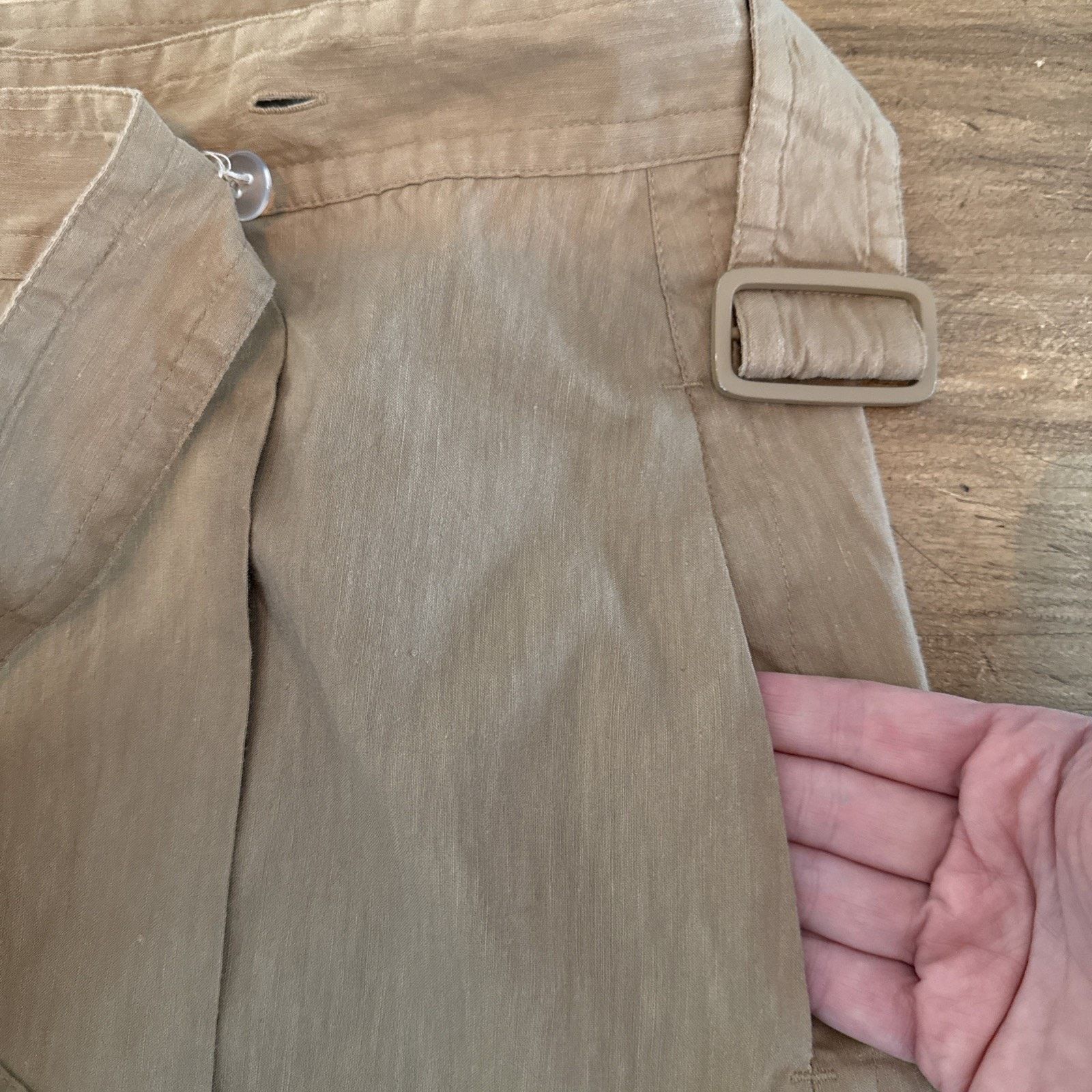 Vince Vince Buckle Khaki linen-blend wrap Midi skirt buckle Size 27" / US 4 / IT 40 - 3 Thumbnail