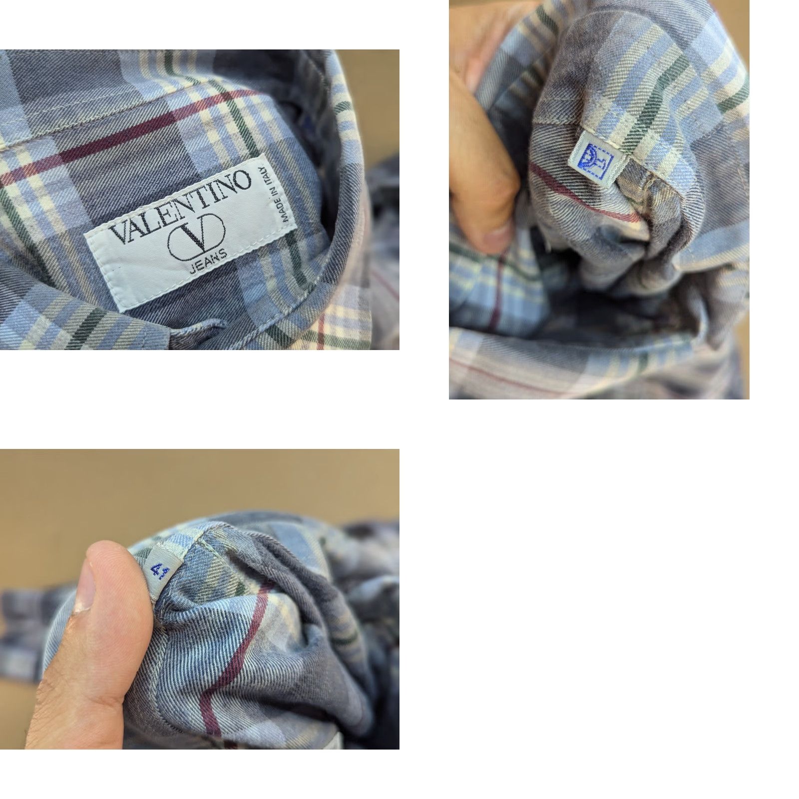 Valentino VALENTINO Jeans Button-Down Shirt Plaid Check Front Pocket 41 Mens Casual Shirt Size US L / EU 52-54 / 3 - 9 Thumbnail