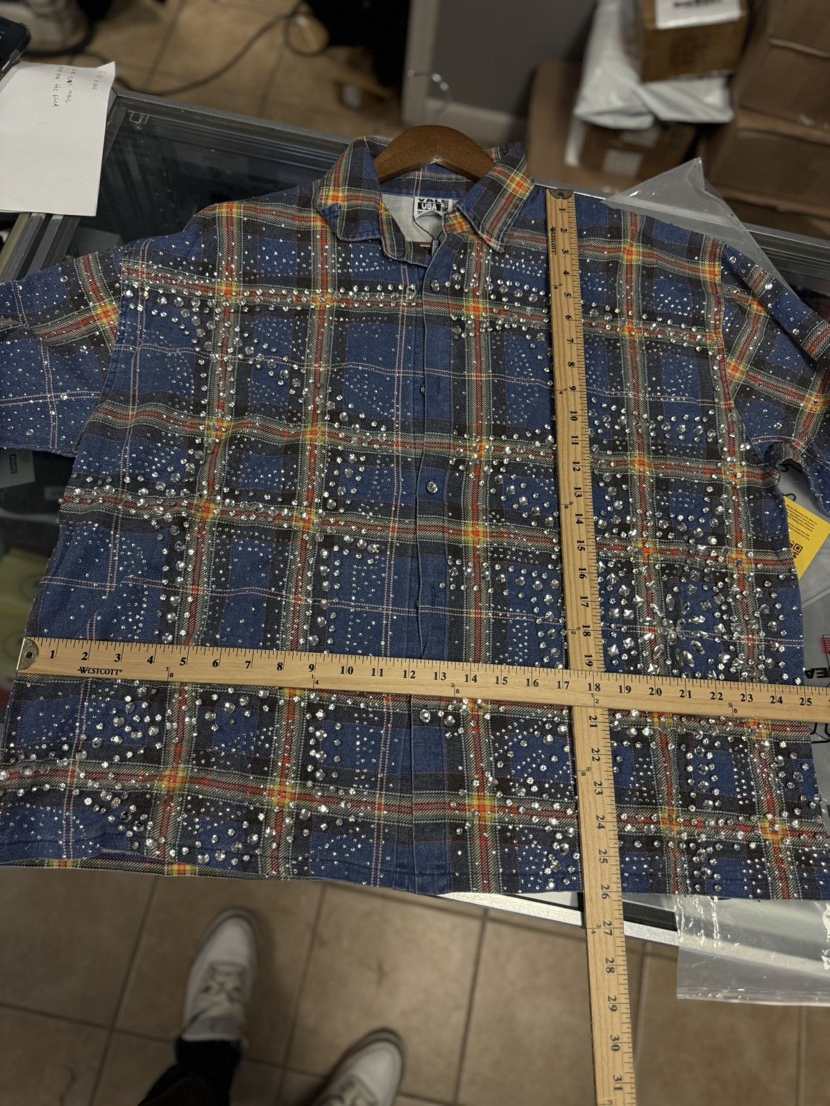 Vale Valley Crystal Flannel Long Sleeve Stones Size XXL (NEW) 💎 Size US XXL / EU 58 / 5 - 6 Thumbnail