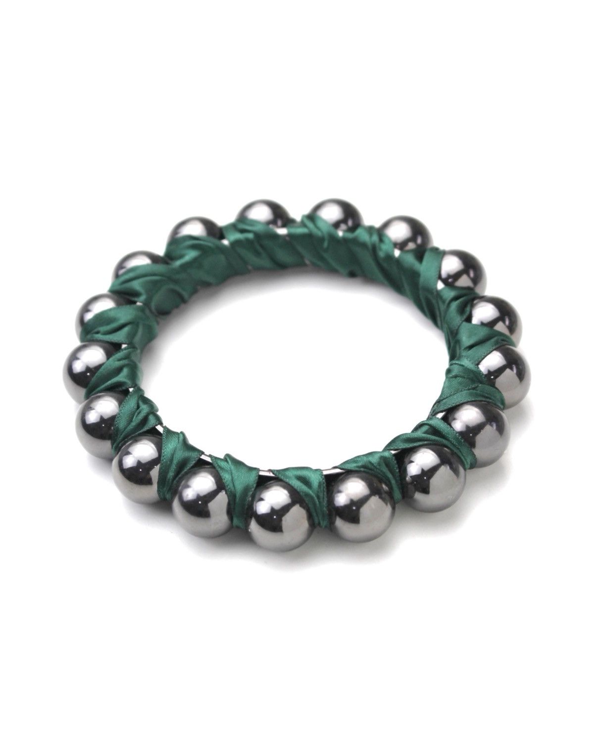 Vintage 2000S JAPANESE MADE METAL BEAD SATIN RIBBON WEAVE BRACELET Size ONE SIZE - 2 Thumbnail