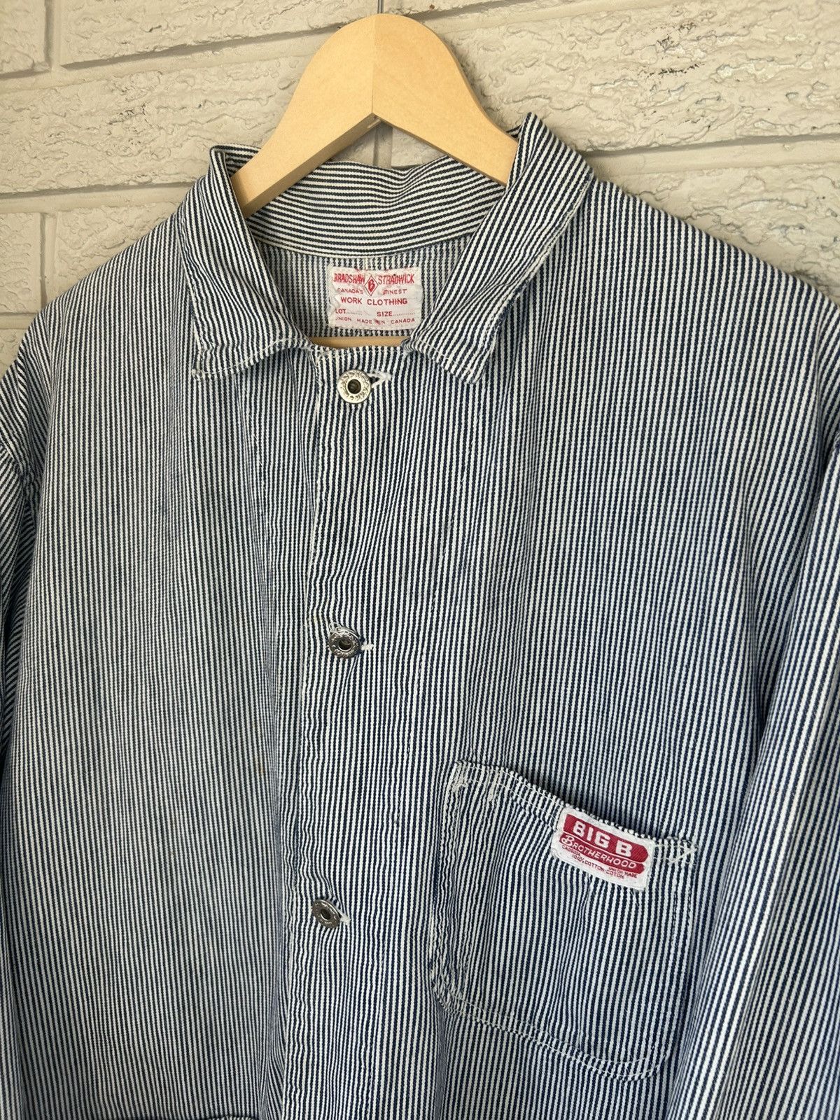 Vintage Vintage 60s Big B Brotherhood Hickory Striped Chore Jacket Size US L / EU 52-54 / 3 - 3 Thumbnail