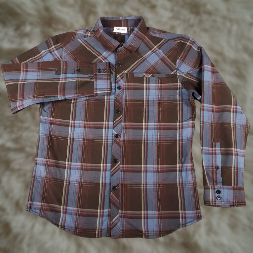 Prana PRAna Button-Up Shirt Mens Large Plaid Cotton Long Sleeve Blue Brown Casual Business Formal Vintage? No – Regular Fit Size US L / EU 52-54 / 3 - 1 Thumbnail