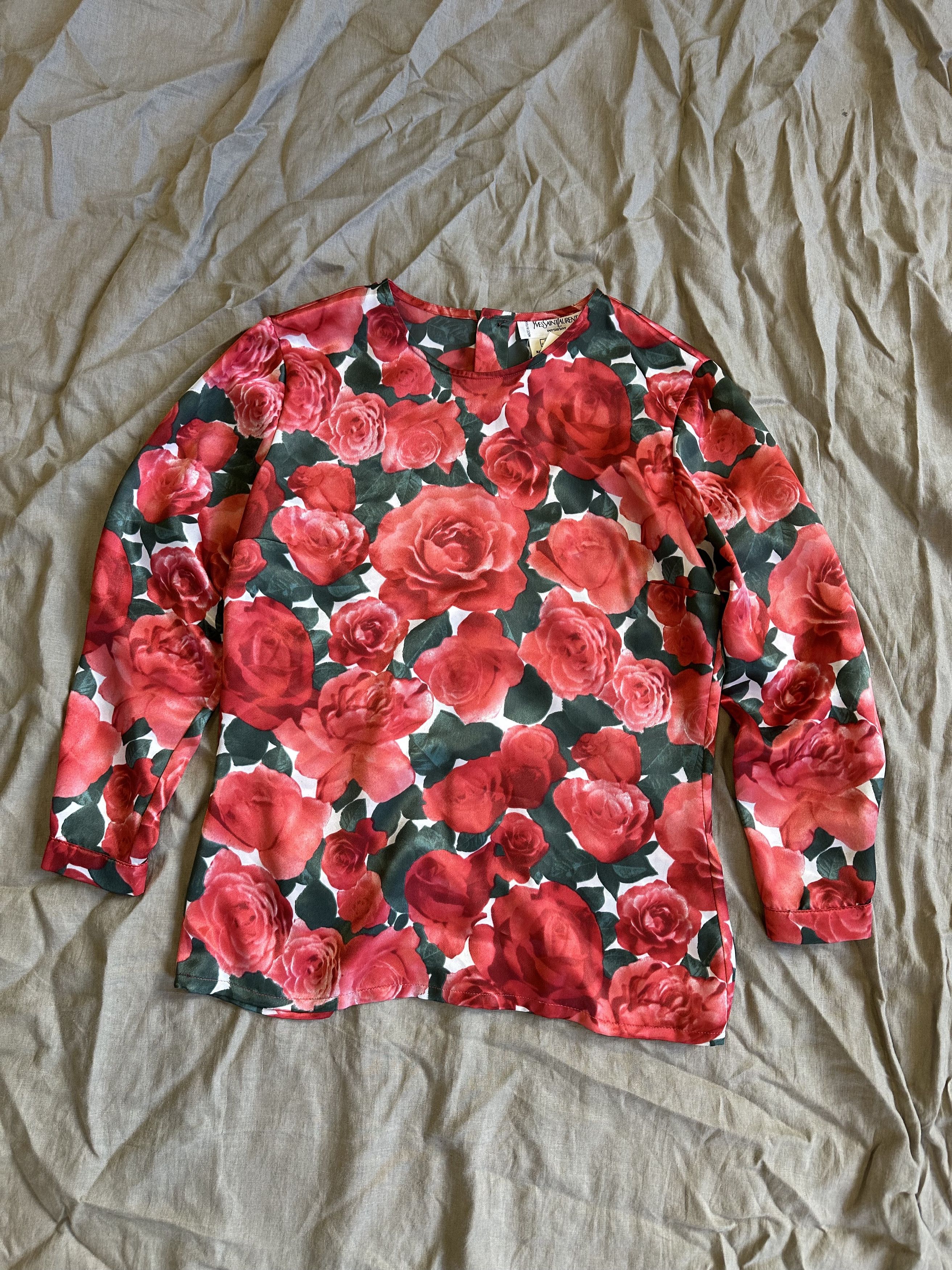 Yves Saint Laurent Yves Saint Laurent Variation Vintage Rose Top Blouse 7021AC Size S / US 4 / IT 40 - 2 Thumbnail
