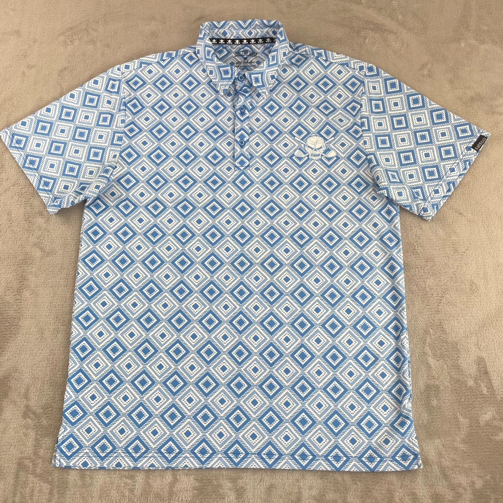 Vintage Tattoo Golf Polo Shirt Men Medium Blue Geometric Short Sleeve NWOT Size US M / EU 48-50 / 2 - 6 Thumbnail