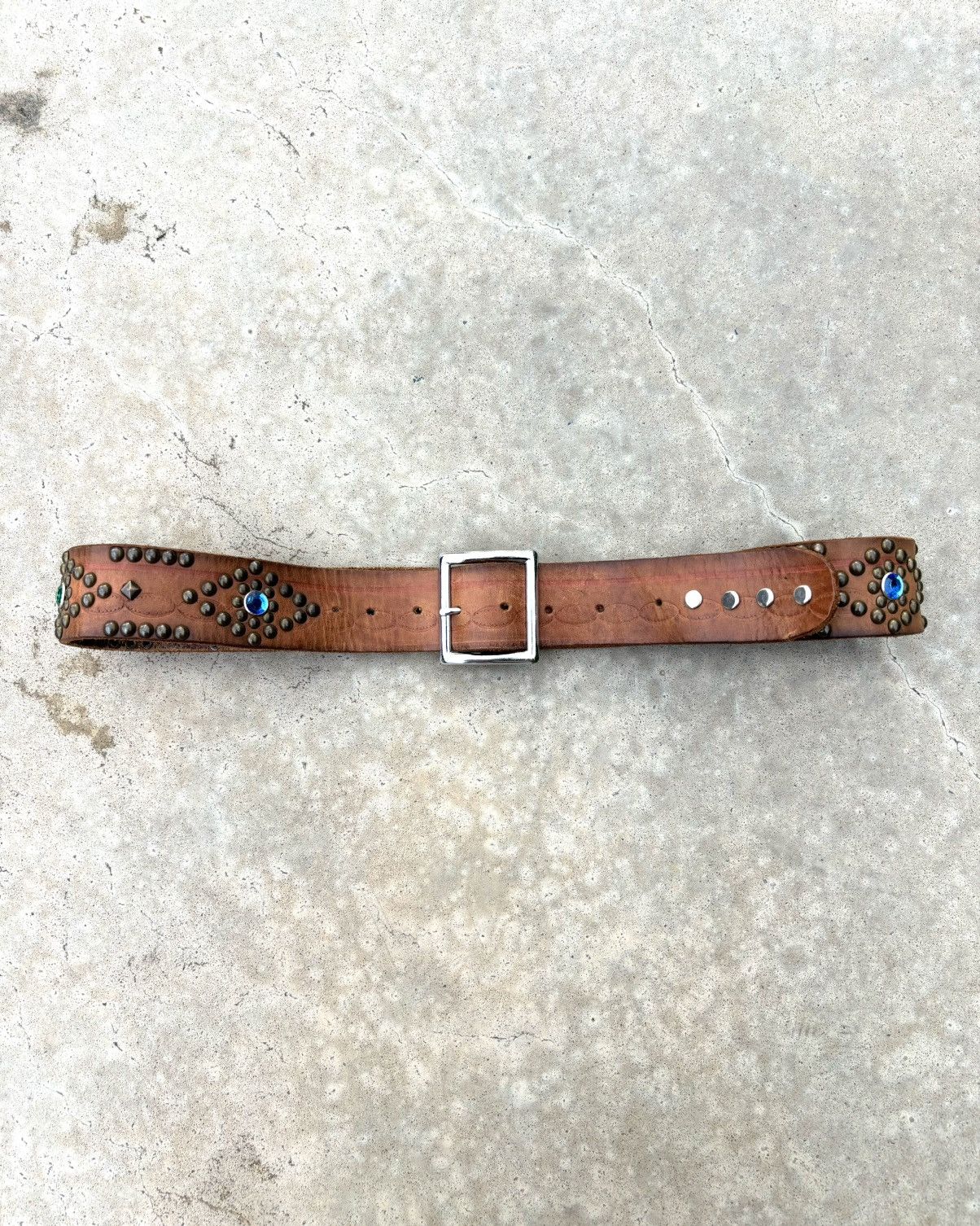 Japanese Brand Leather Design Studded Belt Rare size 35-40 Size ONE SIZE - 1 Thumbnail