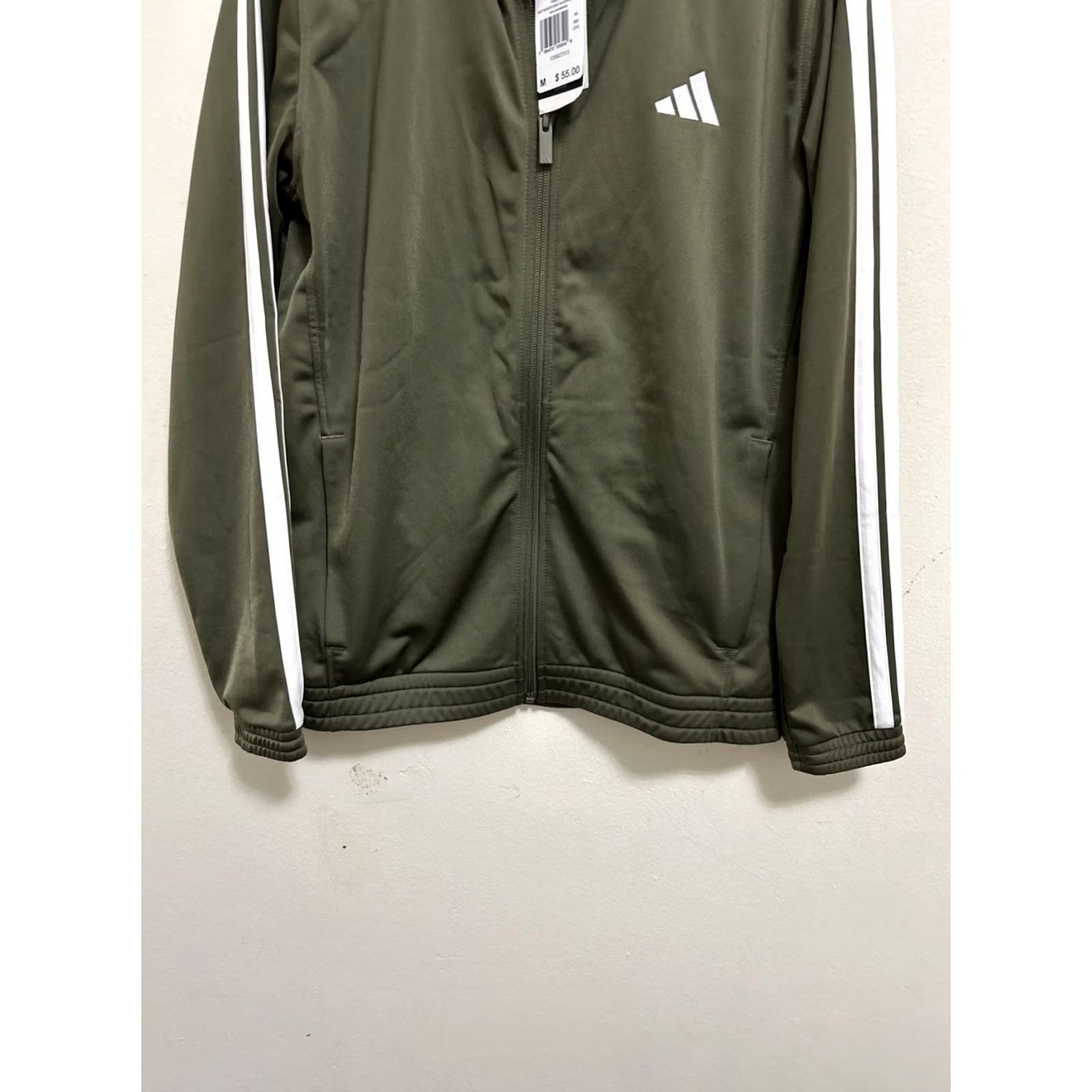 Adidas Adidas Tricot Track Jacket Womens M Olive Green White Full Zip Pockets Casual Travel Slim Fit 80s 90s Retro Sportwear Size M / US 6-8 / IT 42-44 - 3 Thumbnail