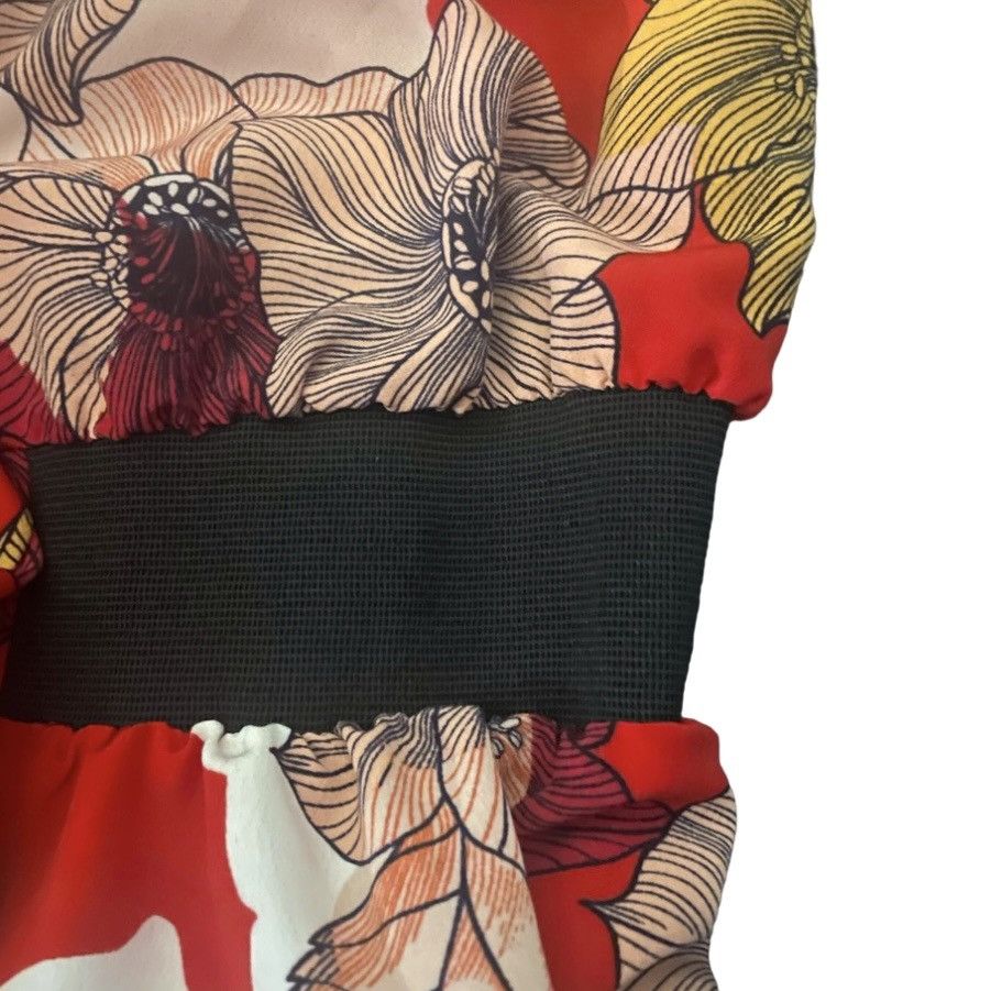 Designer Vibrant red mini dress with floral print. Size M / US 6-8 / IT 42-44 - 6 Thumbnail