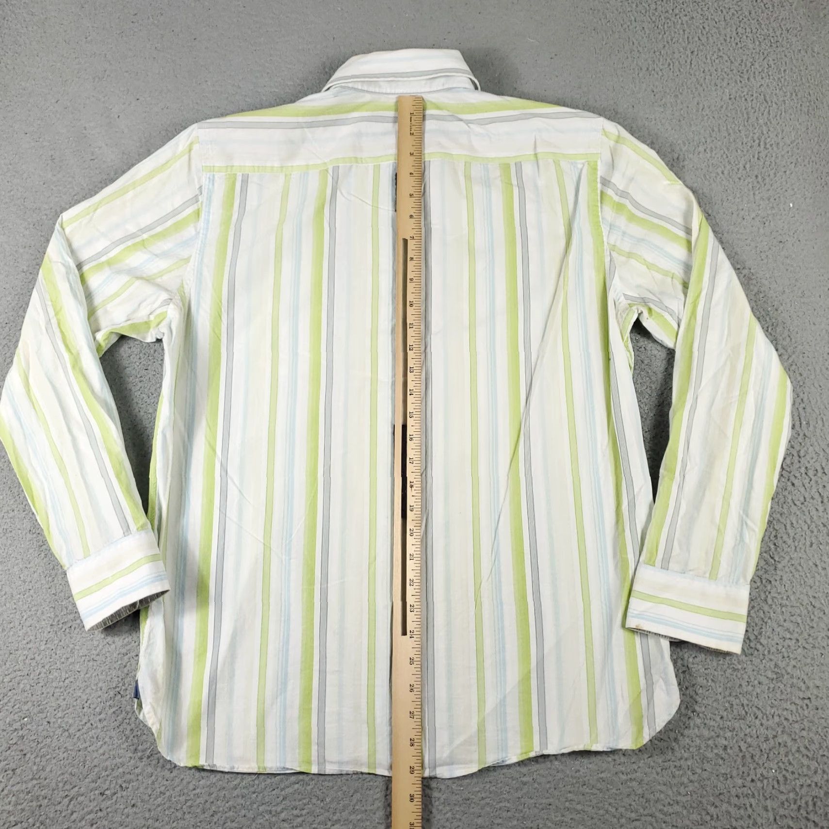 American Eagle Outfitters Shirt American Eagle Mens Large Yellow/Green White Striped Button Up Long Sleeve Size US L / EU 52-54 / 3 - 4 Thumbnail