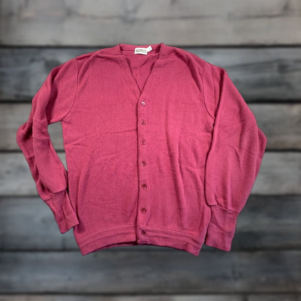 Vintage VINTAGE Aureus 80s Cardigan Men’s XLT Red Lightweight Knit Sweater Retro Hipster Size US XL / EU 56 / 4 - 1 Thumbnail